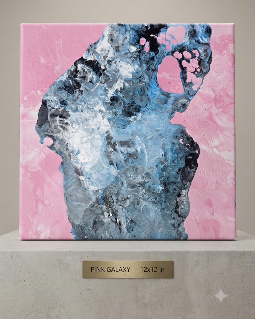 12 x 12 pink and blue ribbon art