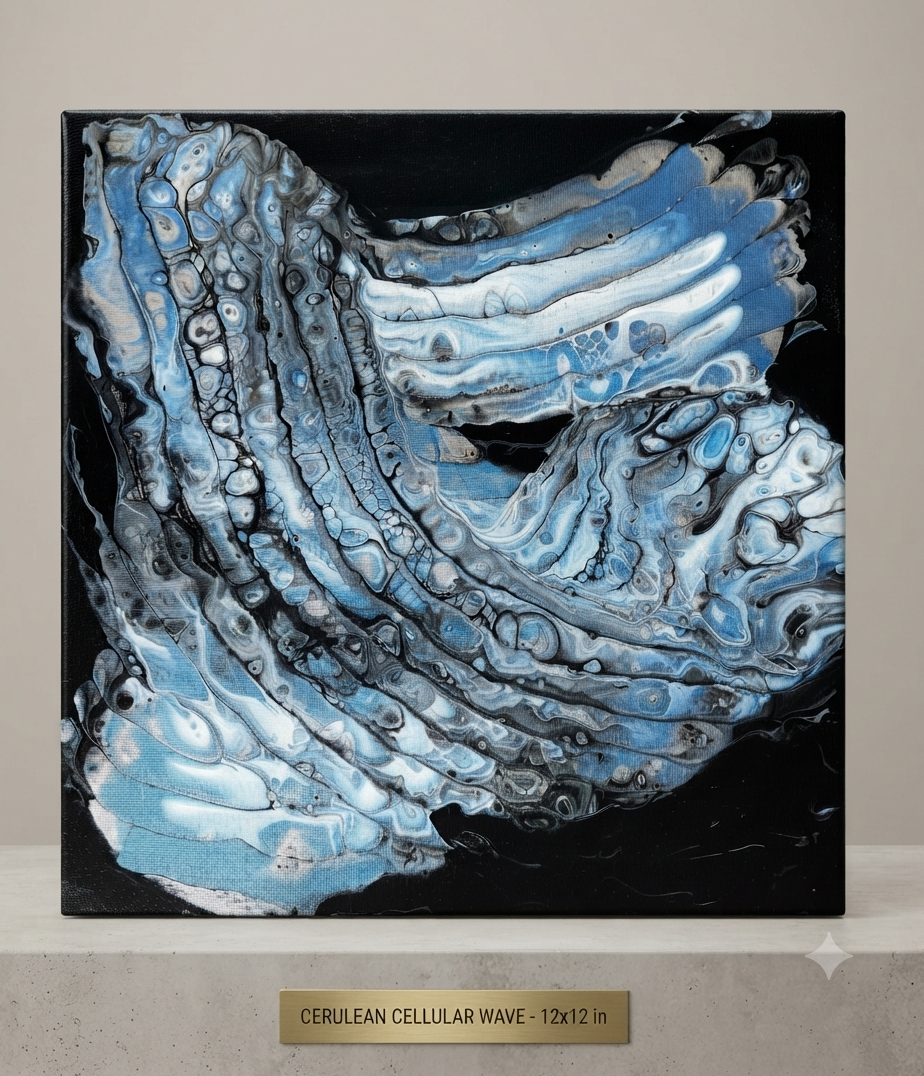 12  x 12 Blue Essence Abstract Canvas Stripe