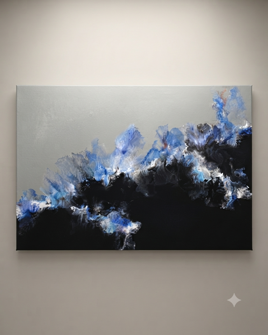 36 x 48  Blue black and gray art