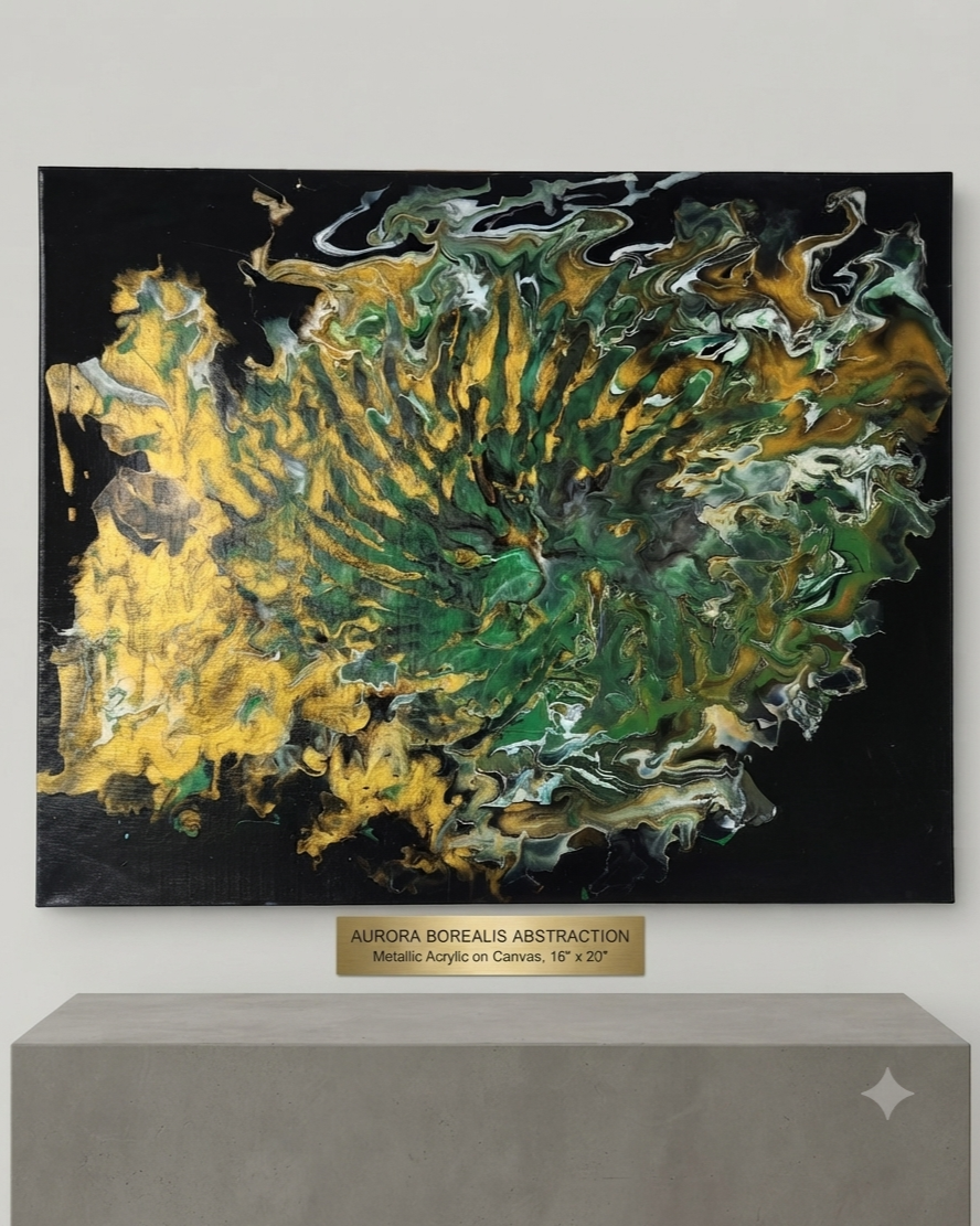16 x 20 Gold Green black background Irish Acrylic Canvas