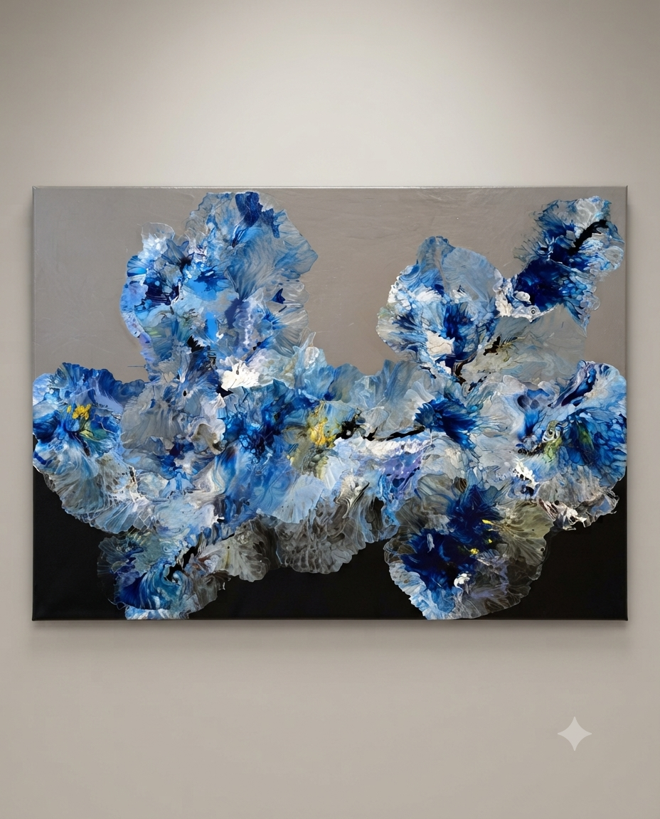 36 x 48 Blue Blossom Symphony - Original Acrylic Painting