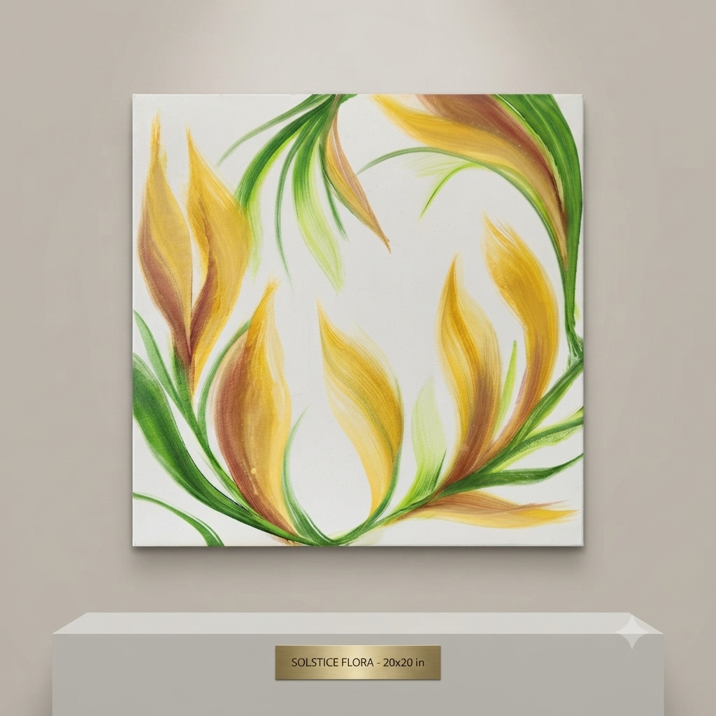 20 x 20  Yellow red green botanical acrylic canvas