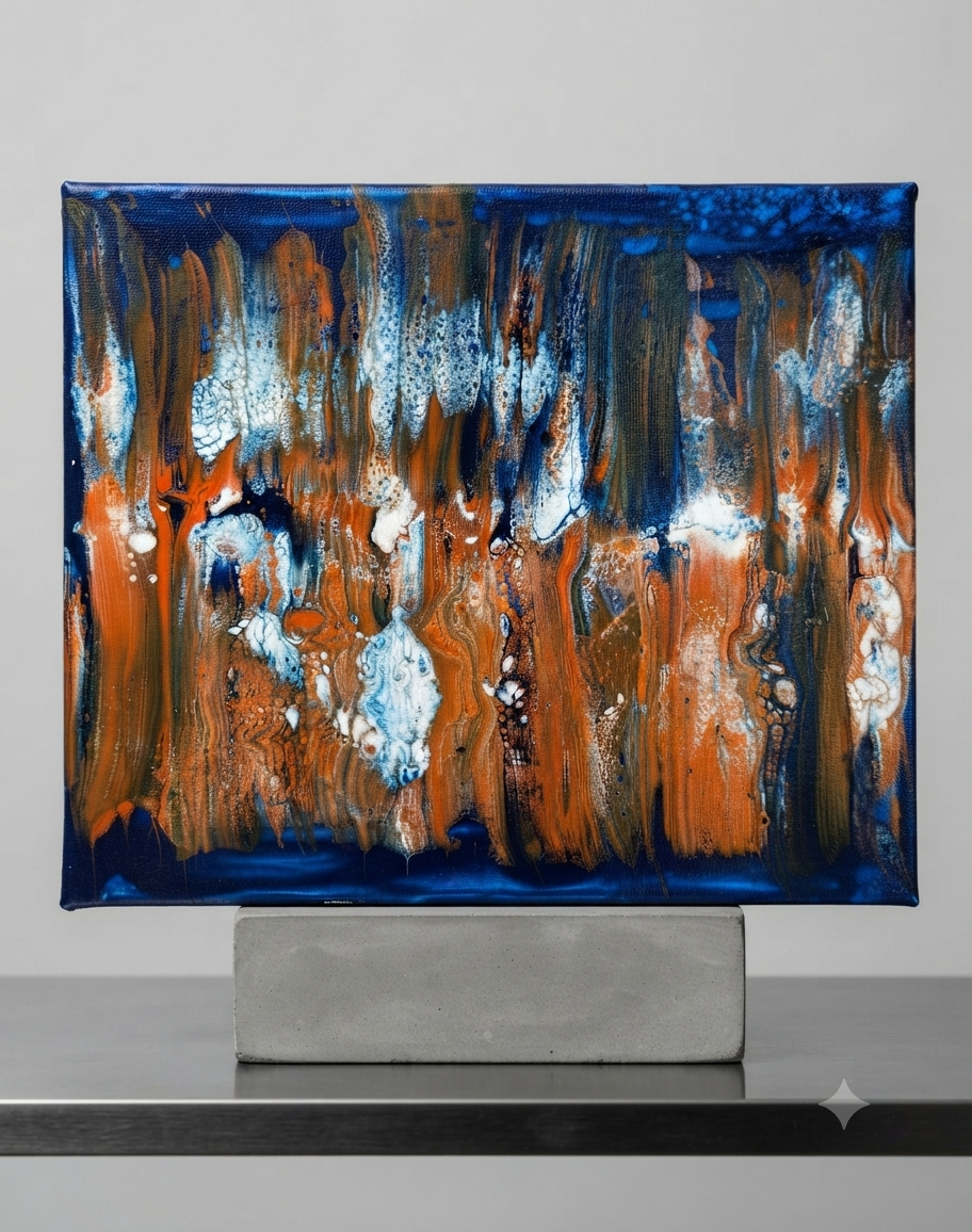 11 x 14 Orange and Blue Cityscape Acrylic Canvas