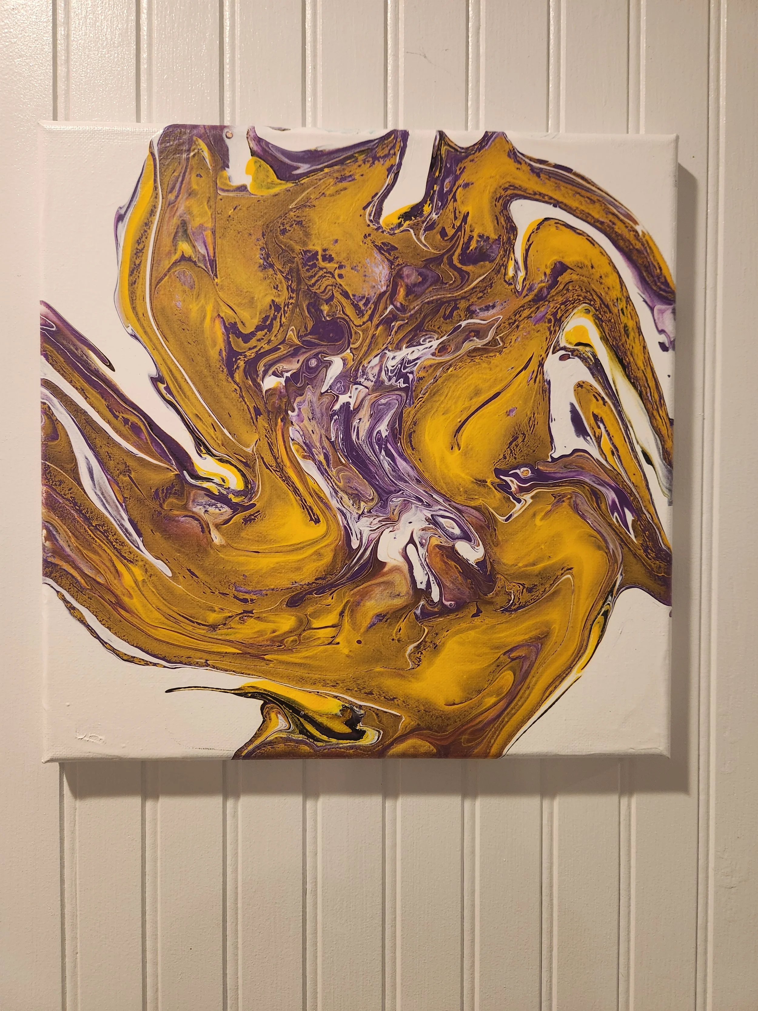 Purple and Gold acrylic canvas 12 x 12