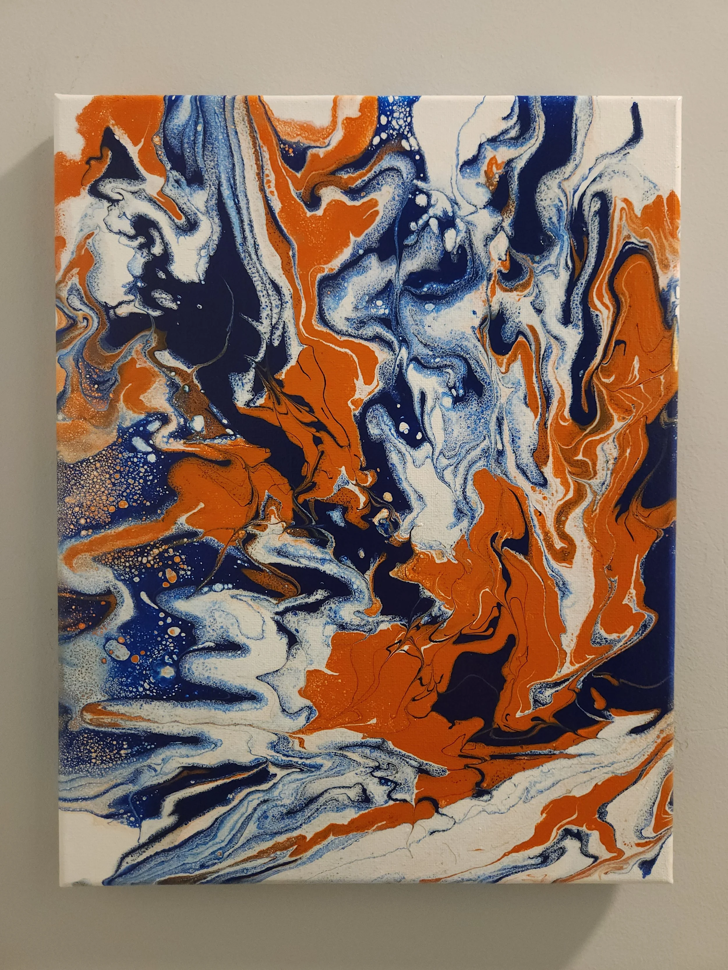 11 x 14 Orange and blue on white Acrylic Canvas
