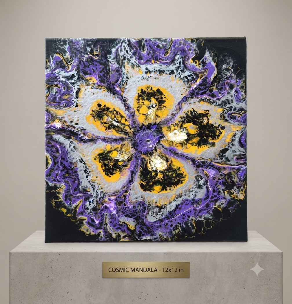 12 x 12 Purple Rise Acrylic Pour Art