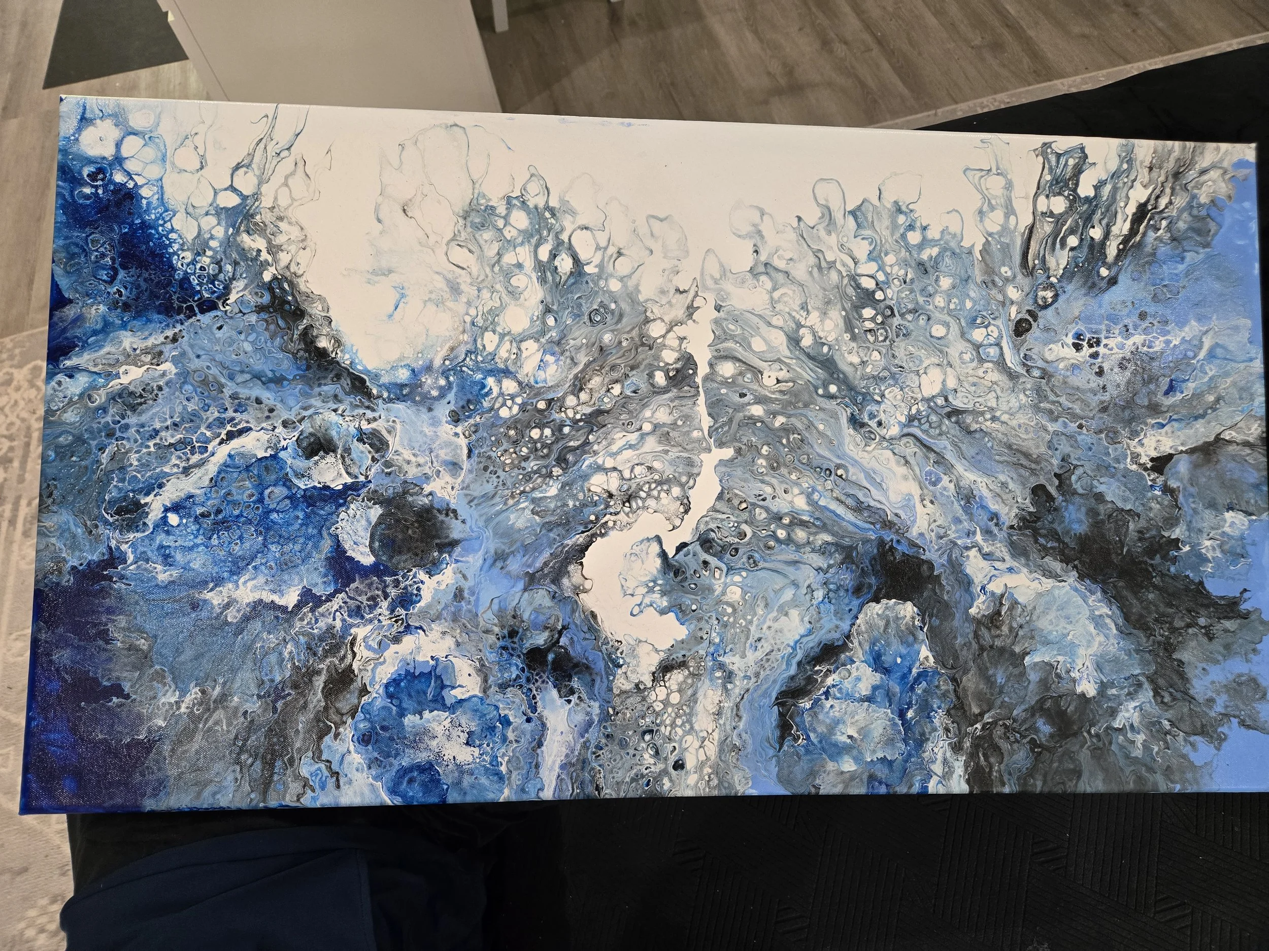 Oceanic Serenity Acrylic Pour Painting