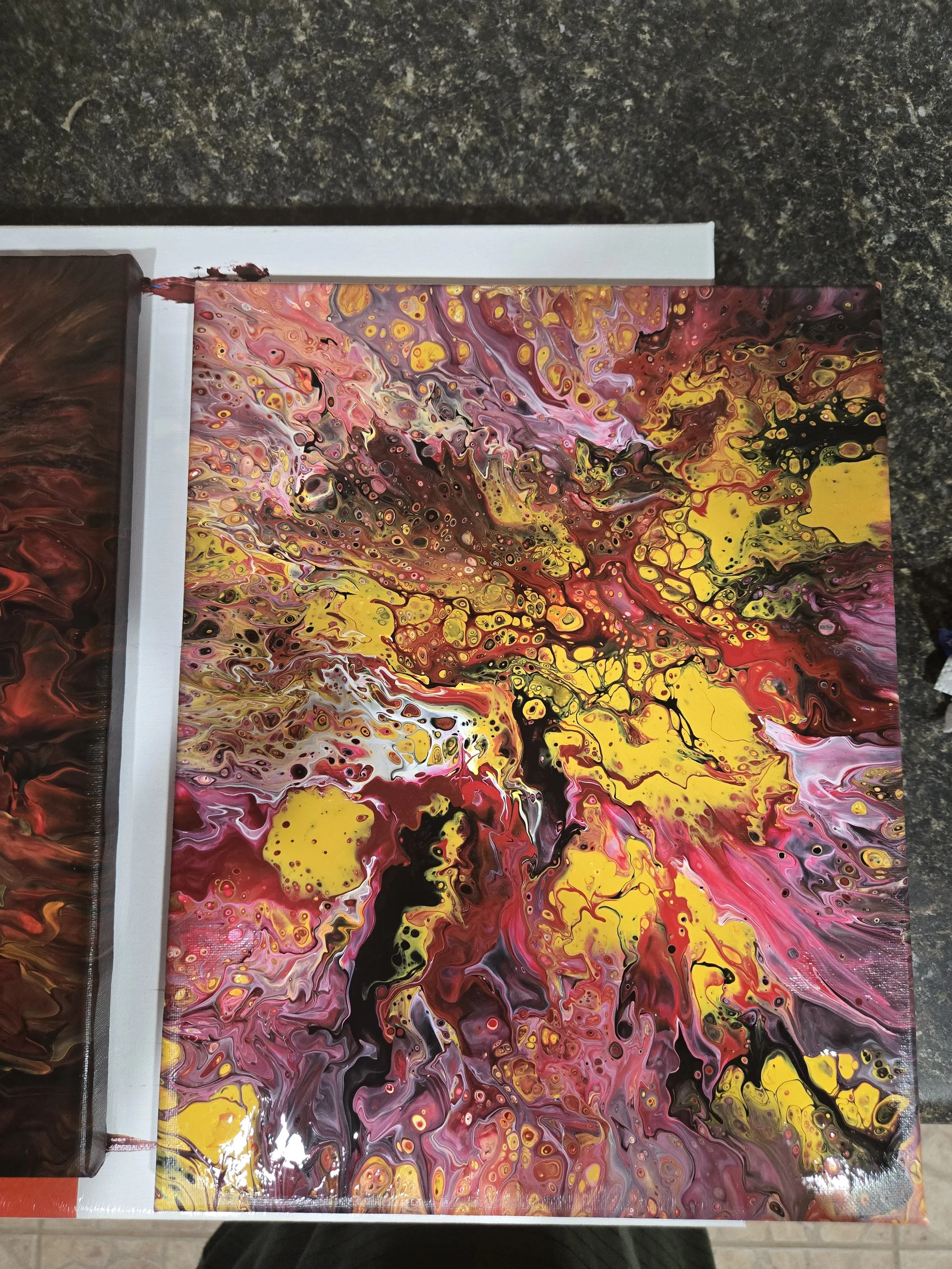 Luminous Cascade Abstract Painting  11" x 14"