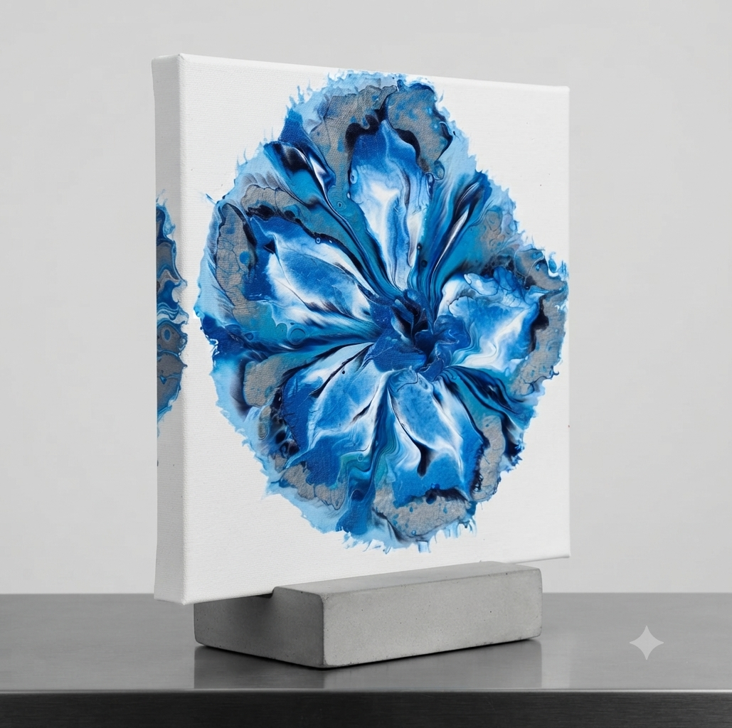 12 x 12 Blue flower on white background