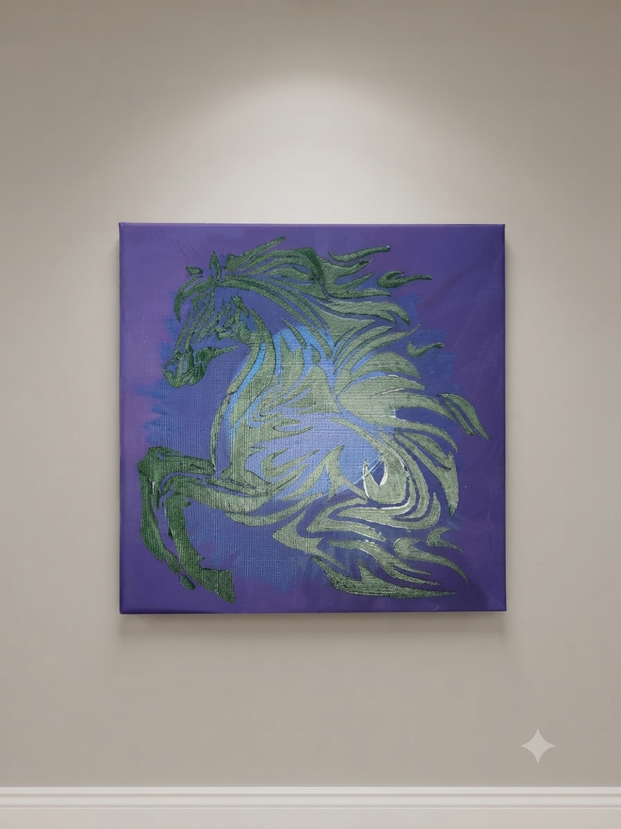 Colorful tribal horse canvas artwork for southwestern home decor
