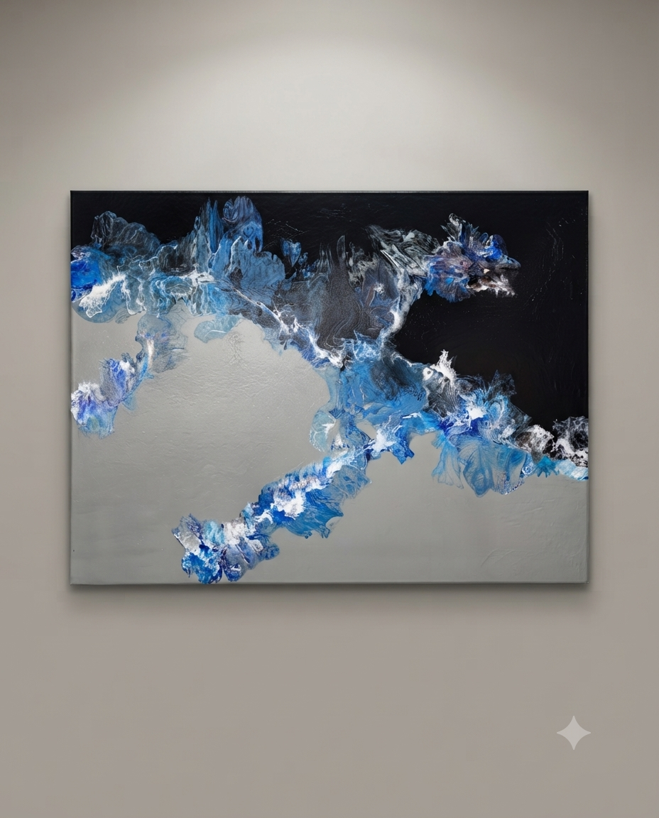 36 x 48 Grey black blue large canvas 1