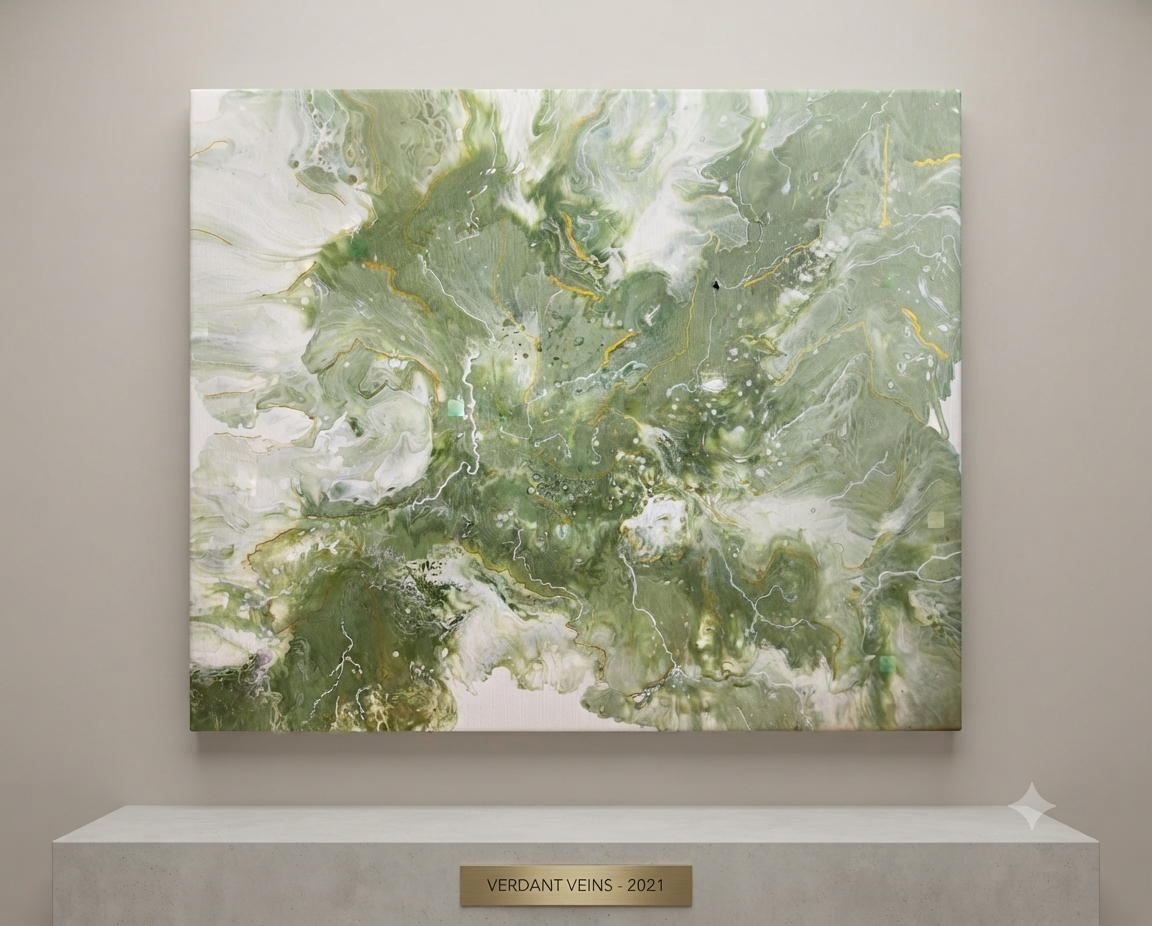 24 x 30 Tranquil Green Abstract Canvas Art