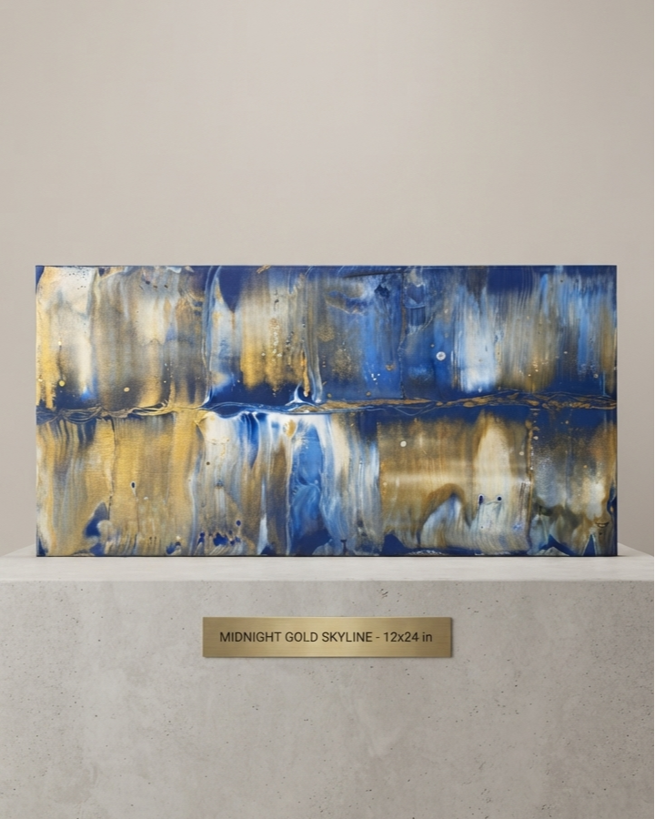 12 x 24 blue gold cityscape