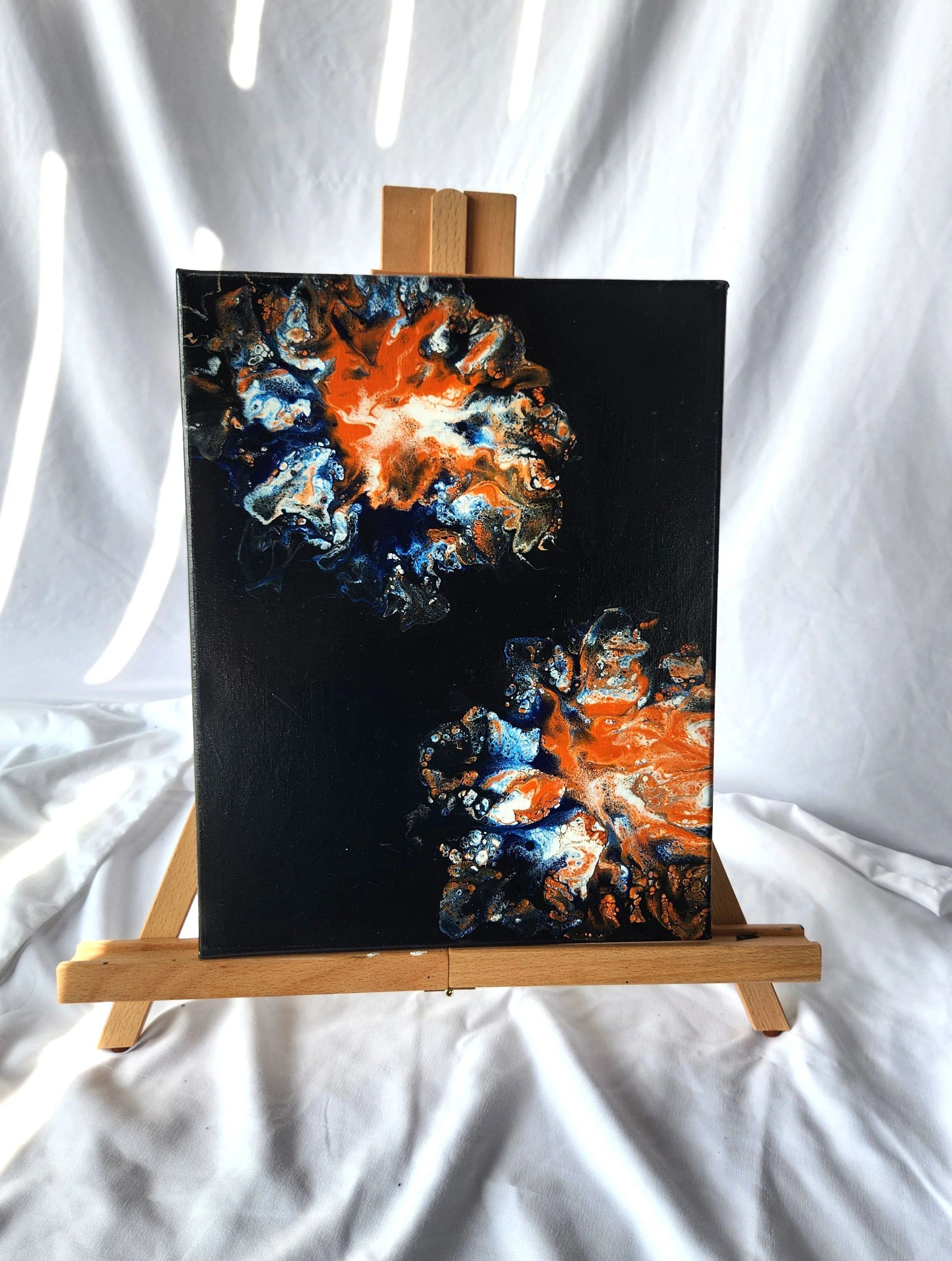 11 x 14 Black Orange and Blue balloon Acrylic Canvas