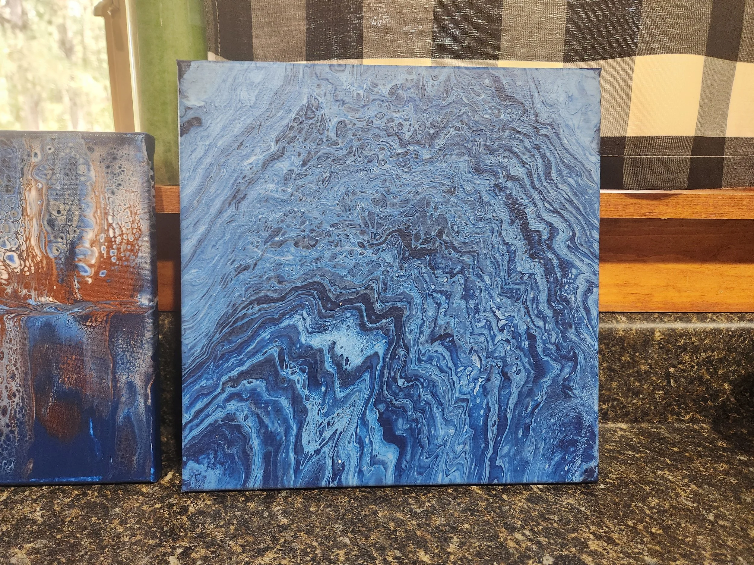 Tranquil Blue Abstract Fluid Art Canvas