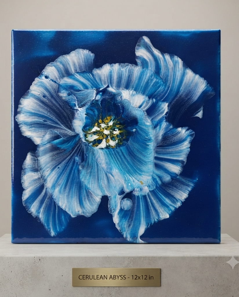 Blue Symphony: Captivating Flower Painting