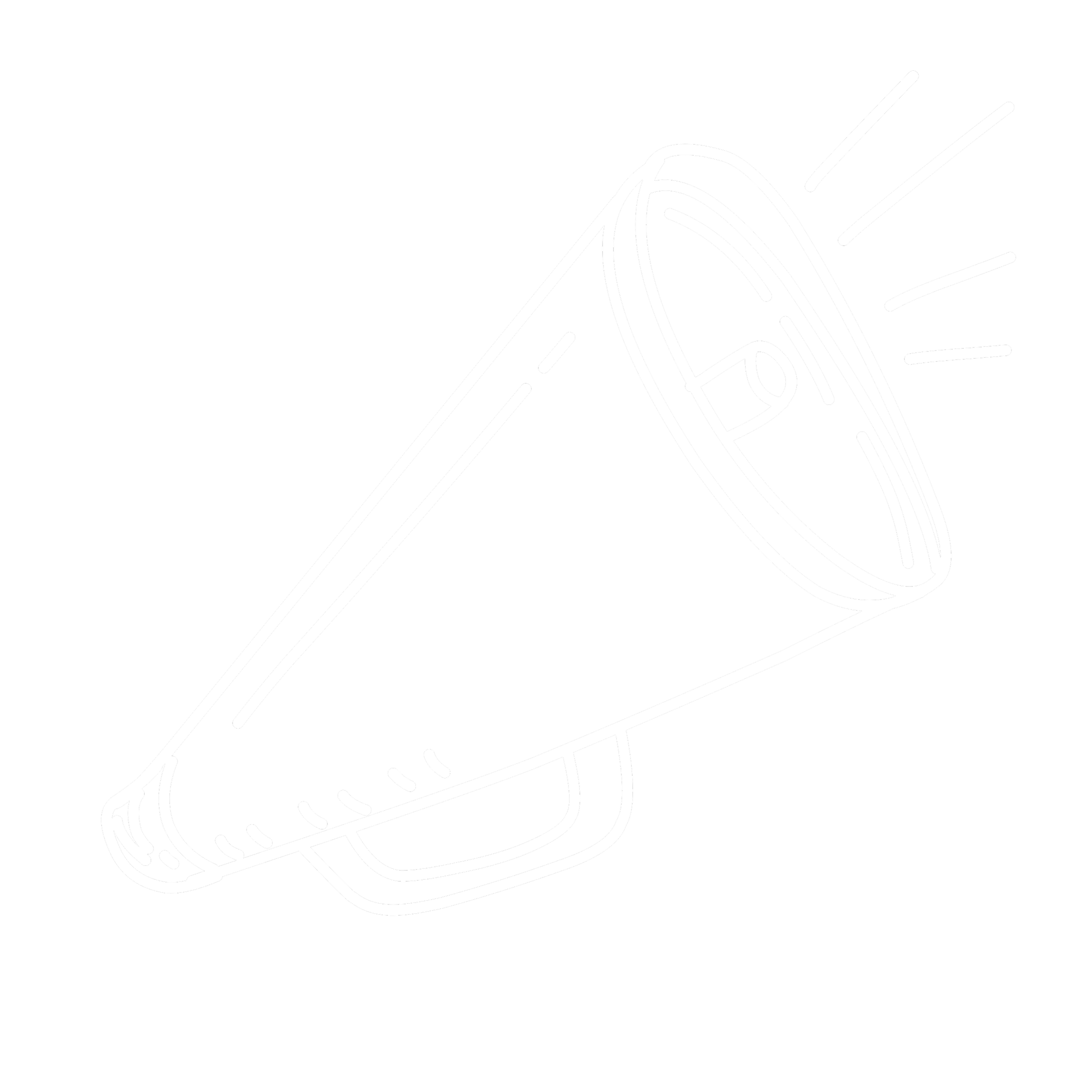 Outline illustration of a fountain pen drawing a winding line or chart with radiating lines on a black background.
