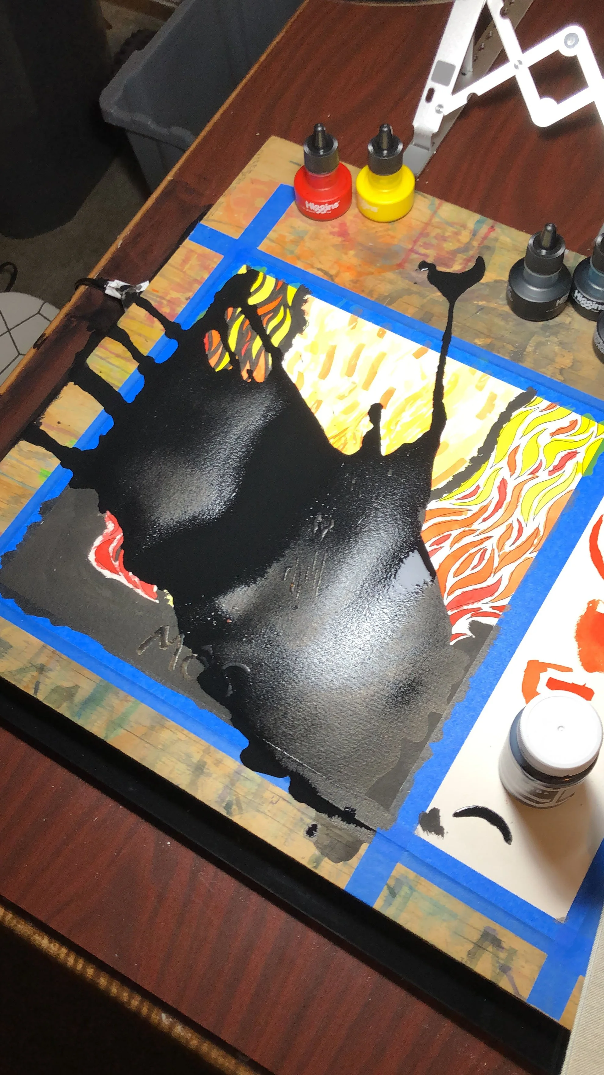 This was the worst thing ever when it happened, but a part of me is glad it happened. Redoing the piece from scratch gave me a chance to review my process and make it a little bit better. It also taught me to be very careful with where I put ink bott