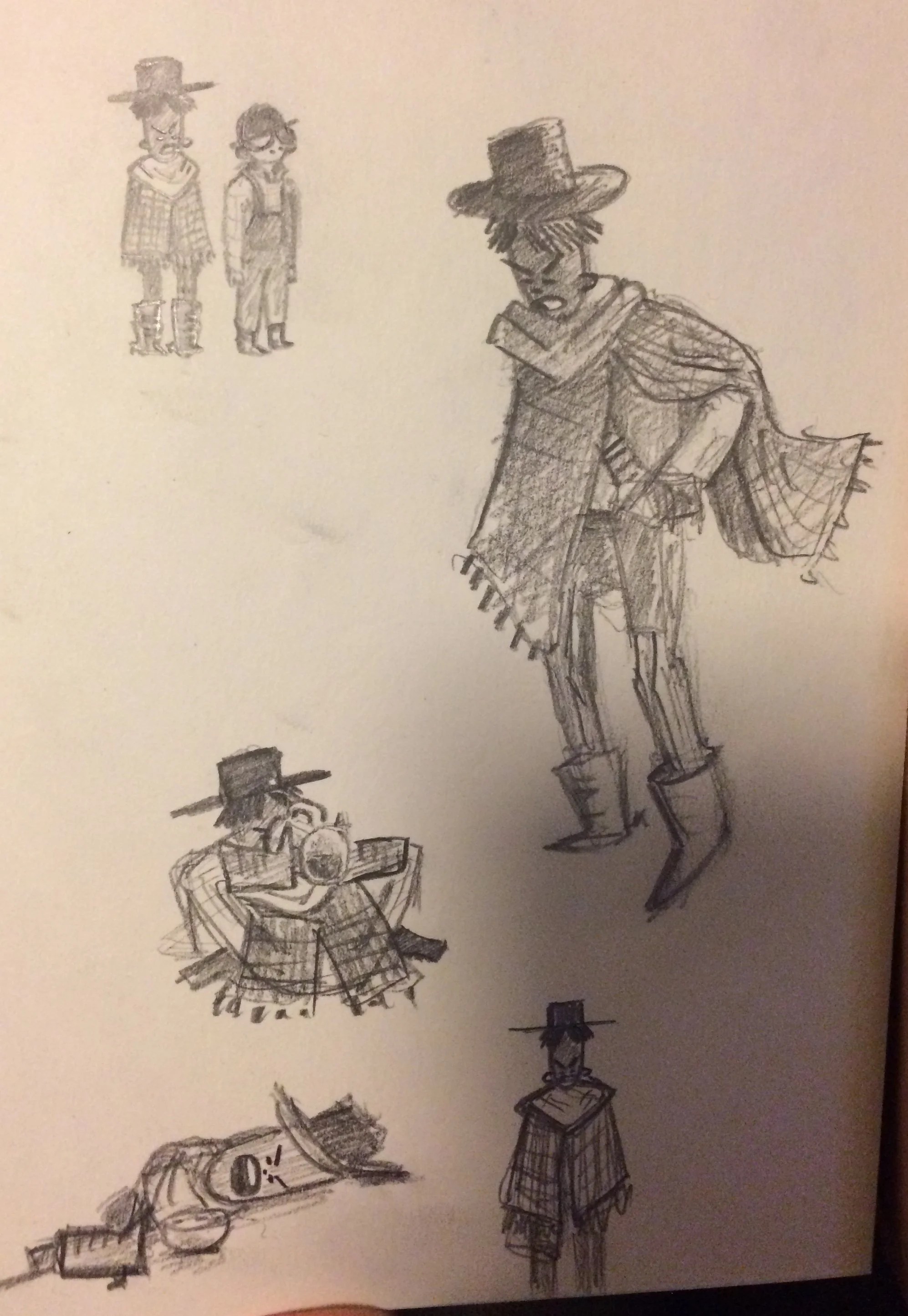 I latched onto this idea that Yeehaw was a kind of reluctant hero who was given a bounty largely by accident. To accentuate this dynamic, while also making the character feel a little goofy, I gave him this one weird quirk: his hands are permanently 