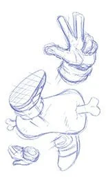 Sketch. Getting arms and legs into this felt ... odd, so I tried for a kind of limbless-look like Rayman. Thankfully the commissioner approved.