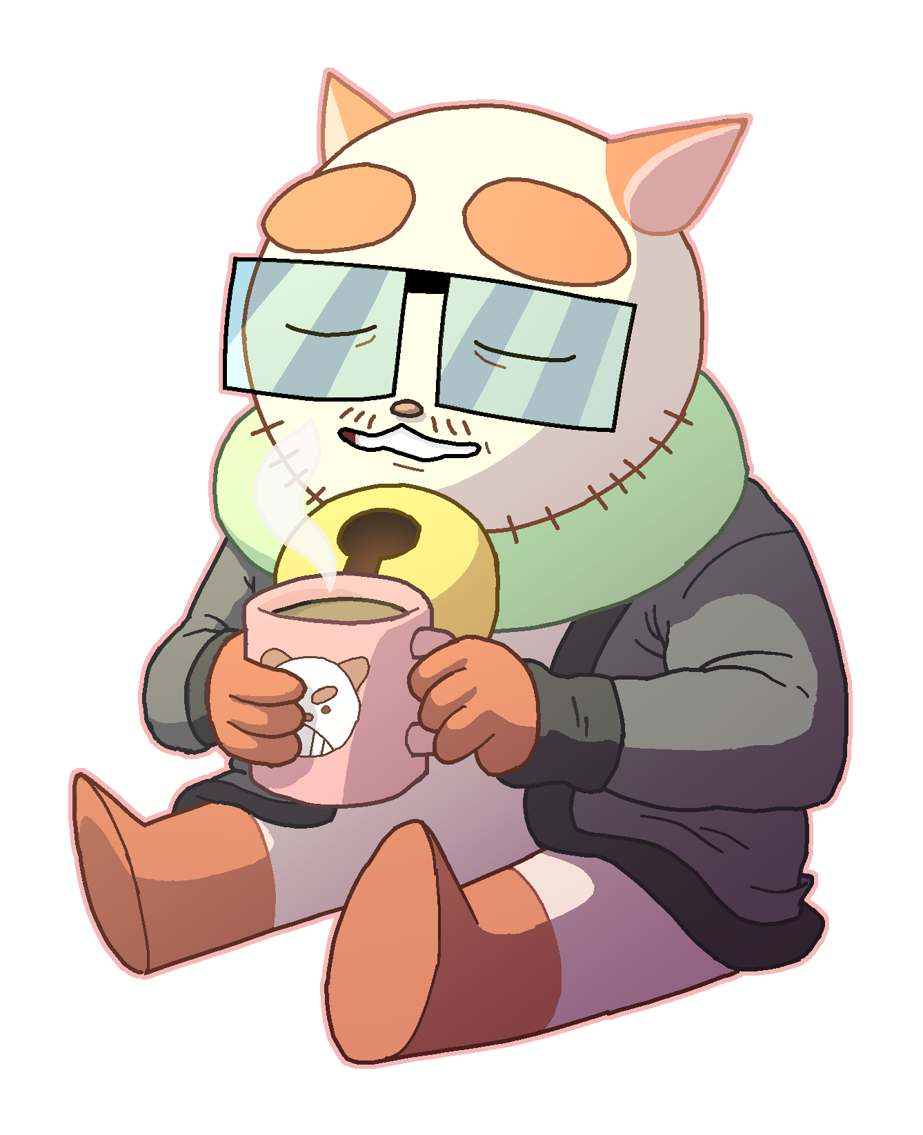 For the end credits of the project, the community decided to have each animator make a Puppycat version of themselves in their own style. This was mine. I drew this in Clip Studio Paint.