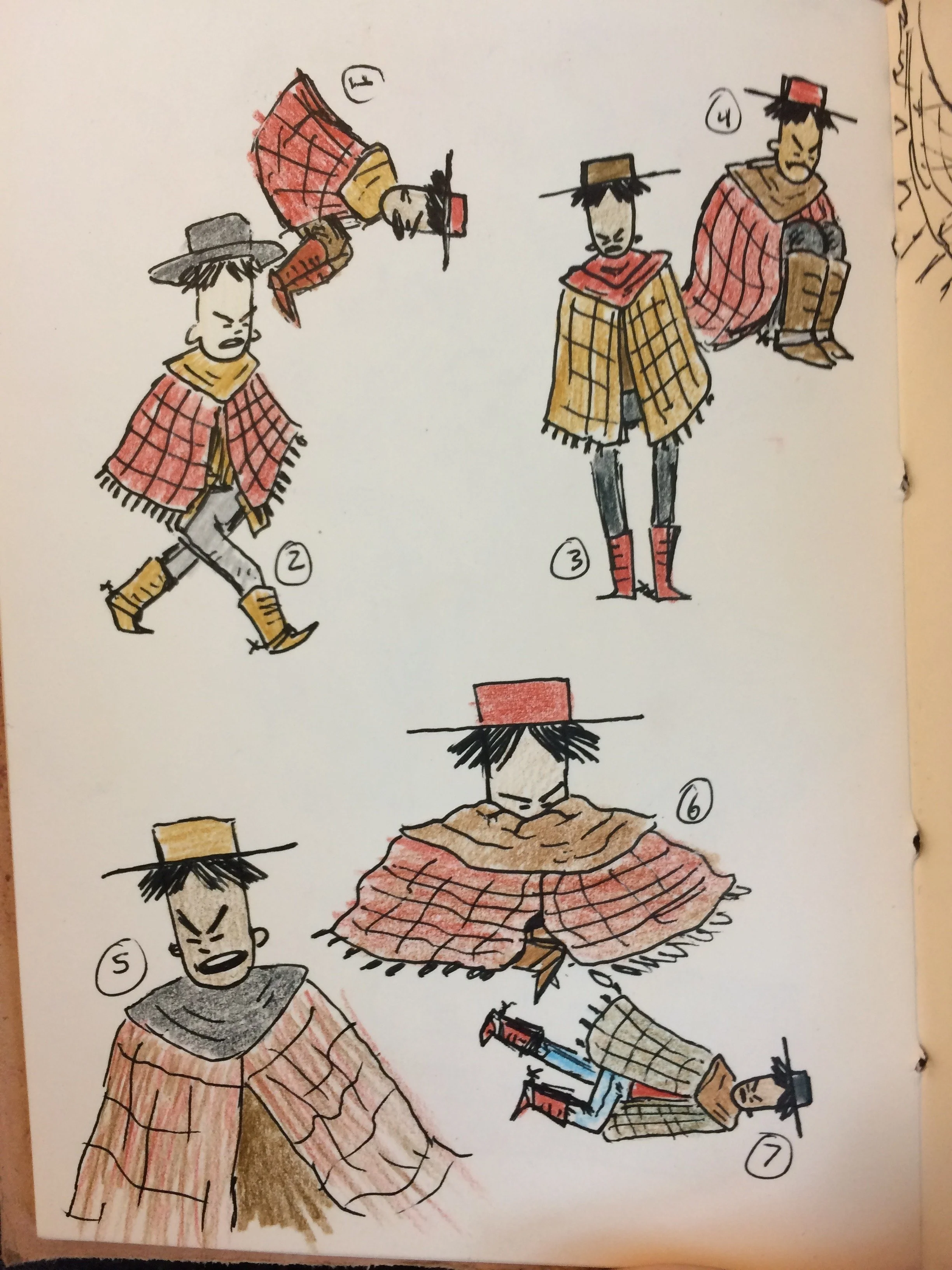 Some color and pose exploration sketches.
