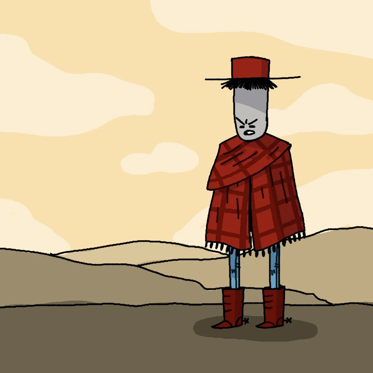 I believe this was the earliest drawing of Yeehaw I ever made. Hanging out with friends, I decided to draw a cartoon cowboy, and the rest spiraled out from there. This was around 2018.