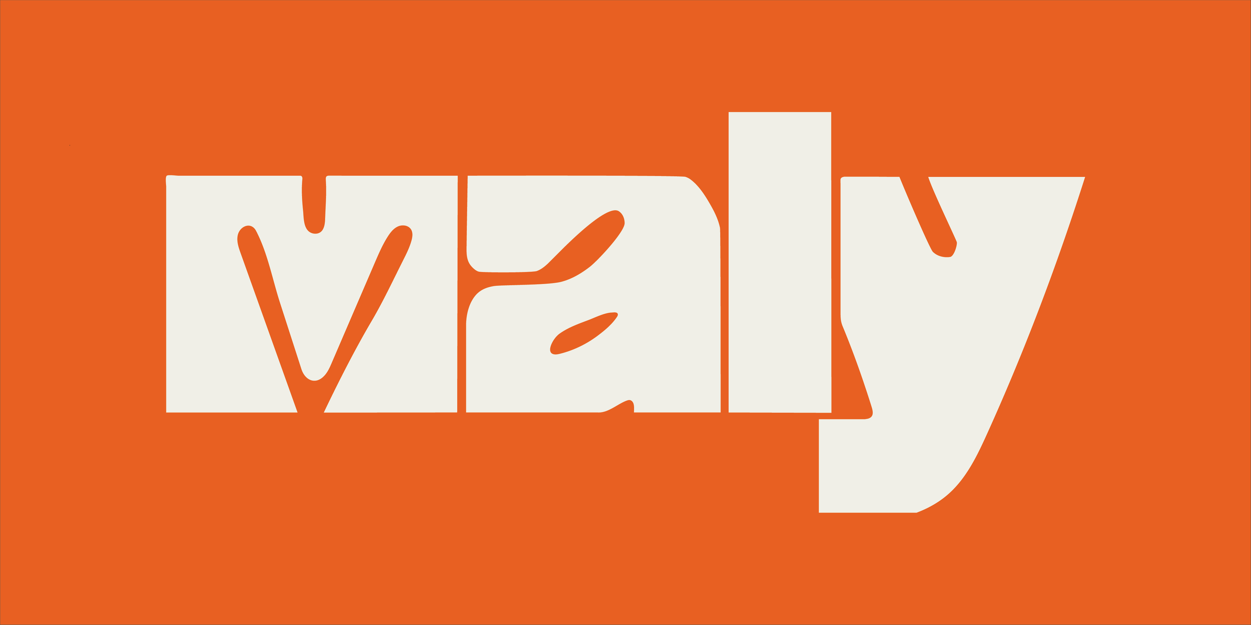 Large stylized text spelling out 'VEY,' with the letters in white and an orange background.