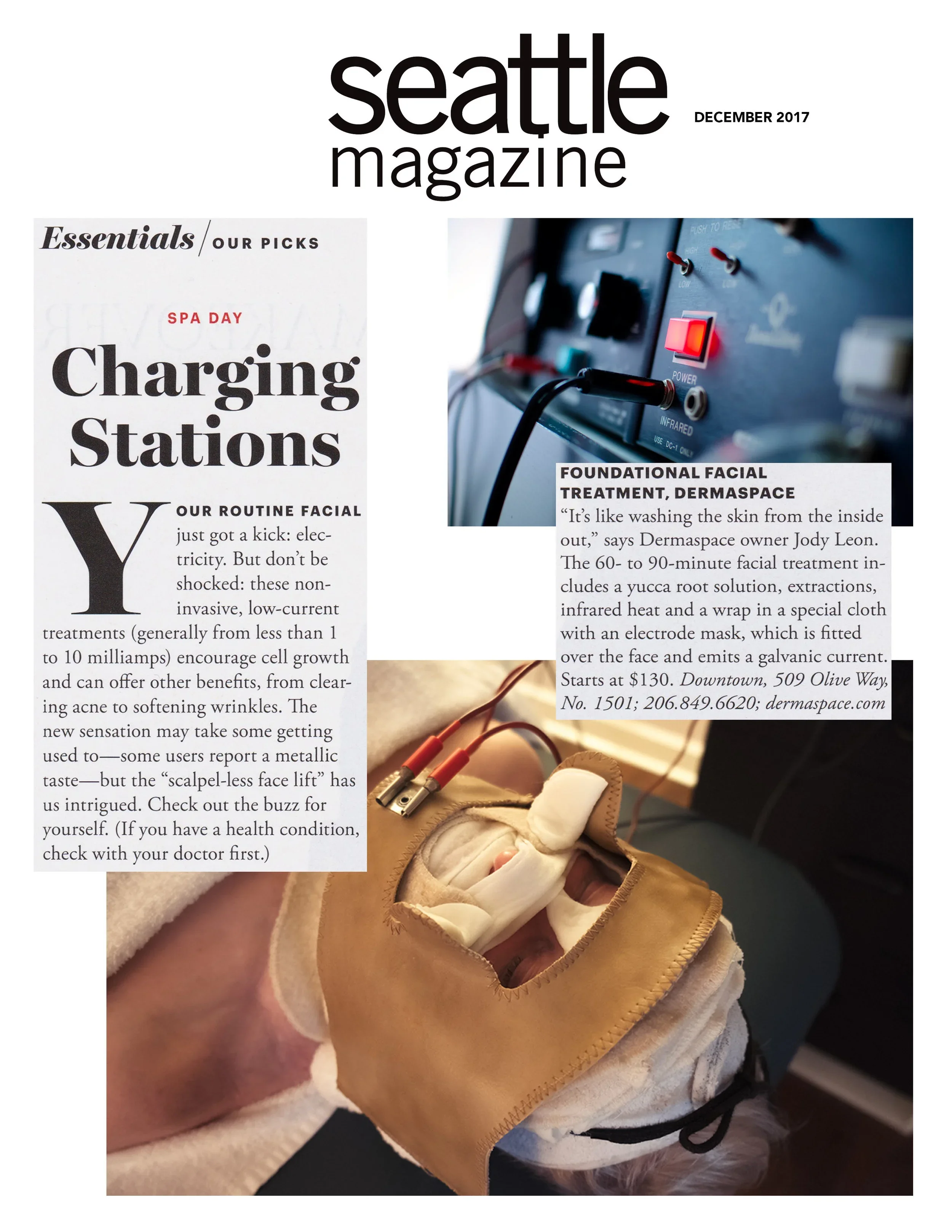 DERMASPACE mentioned in Seattle Magazine - December 2017