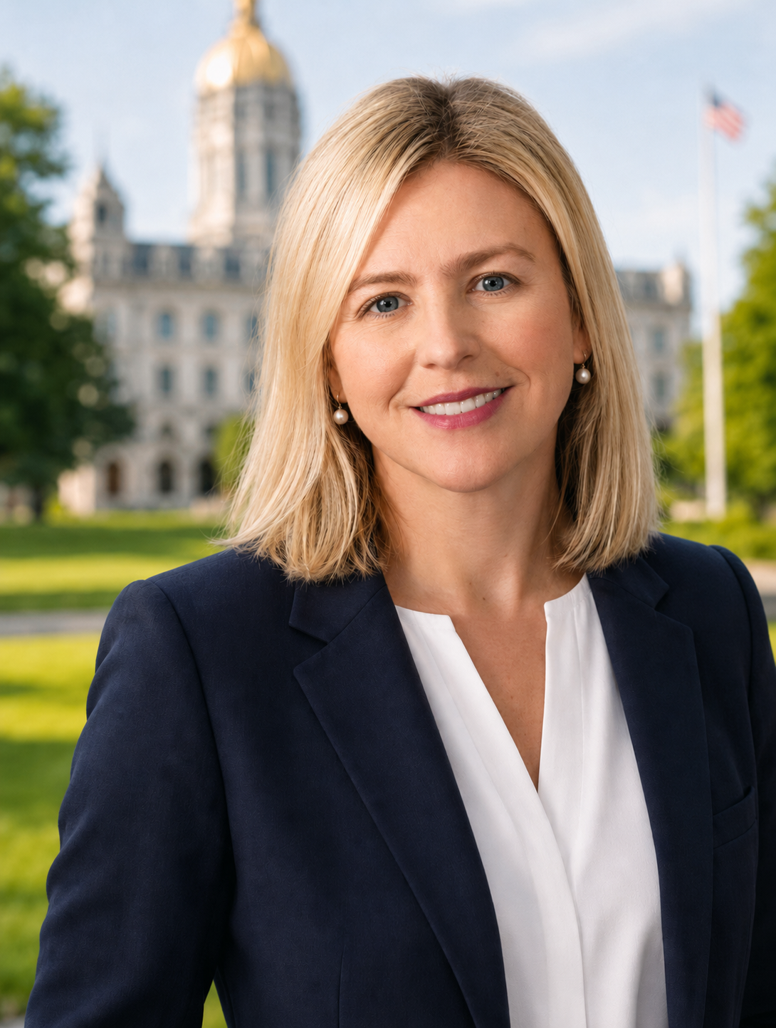 A headshot of a smiling Chantelle in front of the Capitol