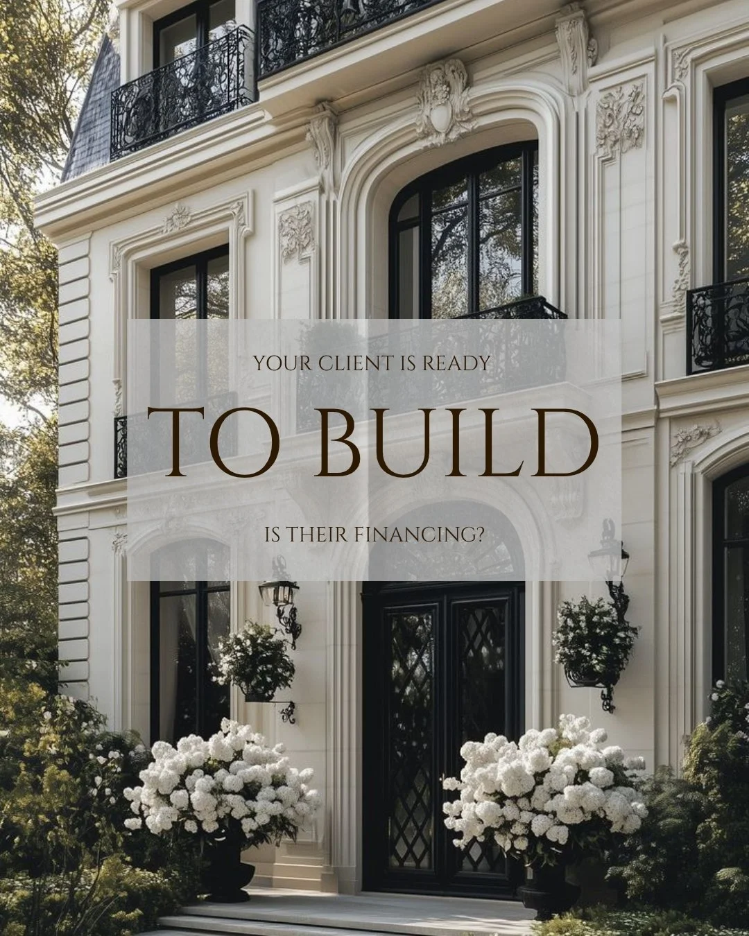 The builds that run on time have one thing in common &mdash; the financing was in place before the shovels hit the ground.

If your clients are heading into a custom project, I work best when I'm brought in at the beginning. Strategy early means fewe