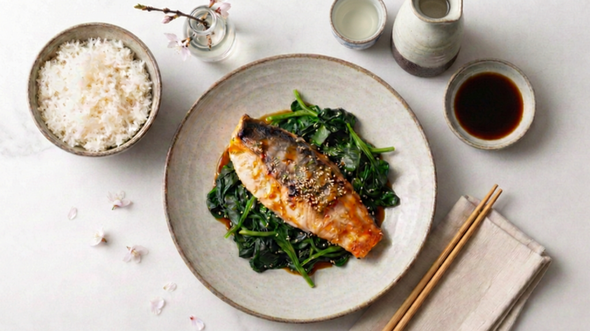 Soy &amp; Mirin Tilapia with Sesame Spinach