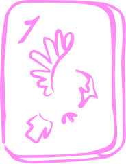 Pink illustration of a bird on a mahjong card