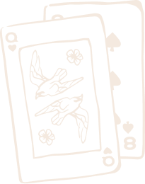 Cream illustration of two playing cards