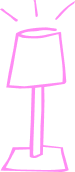 Pink illustration of a standing lamp with a lampshade