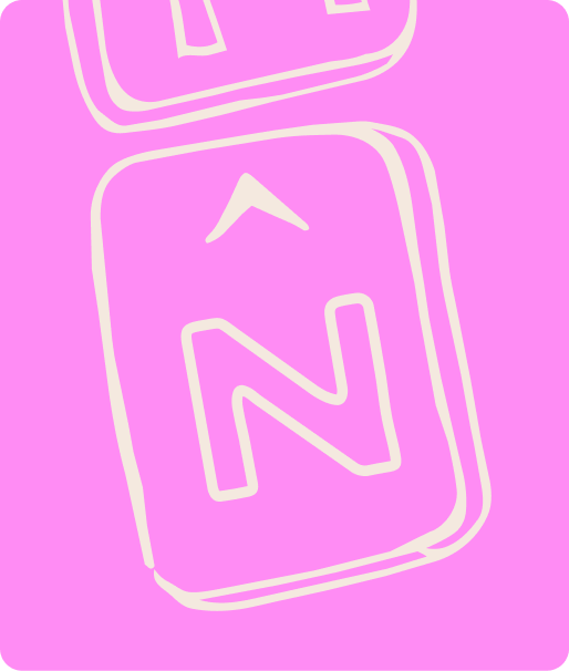 Pink illustration of a North mahjong tile