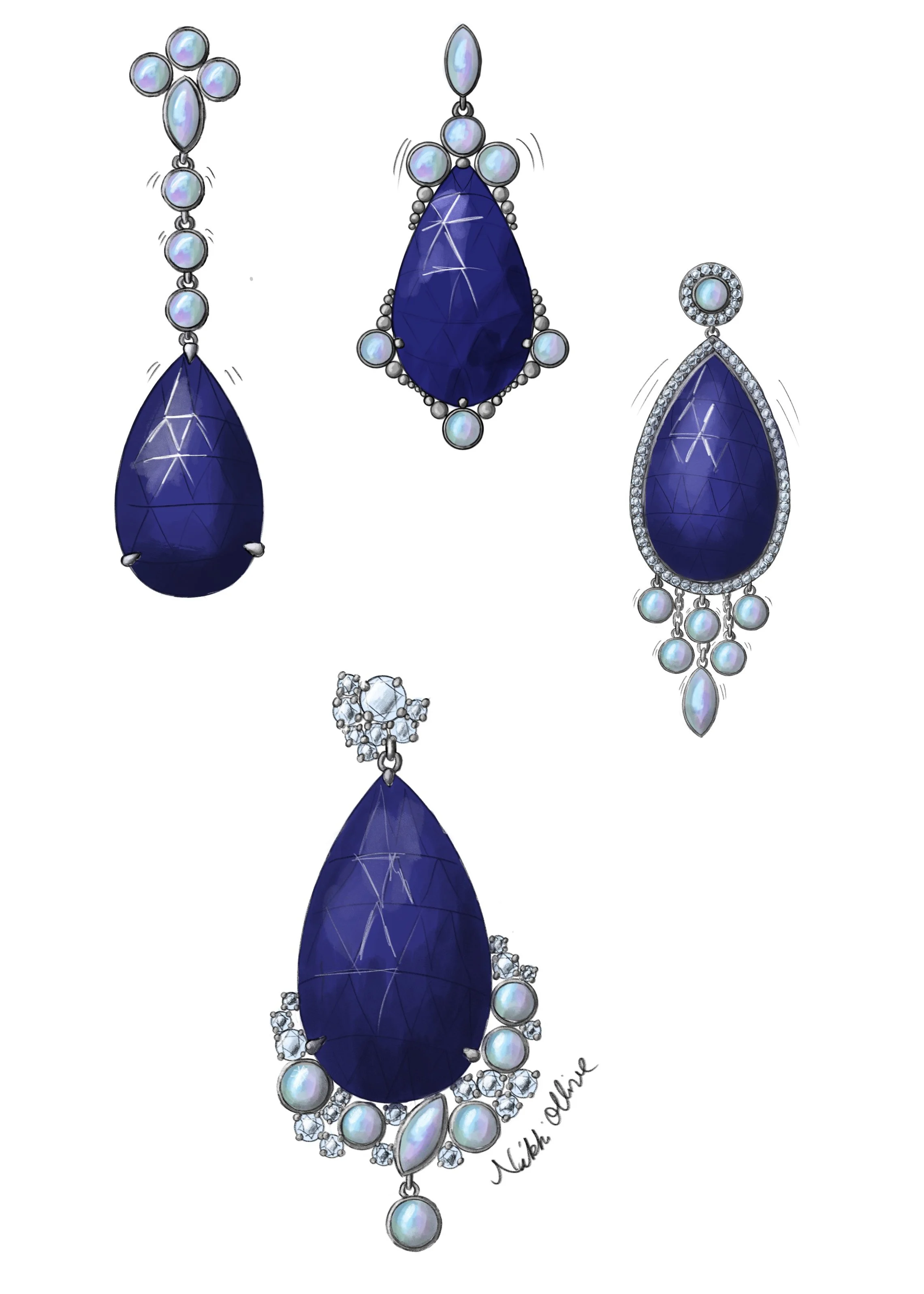 Ice Queen Earrings Design, 2023, Digital Illustration