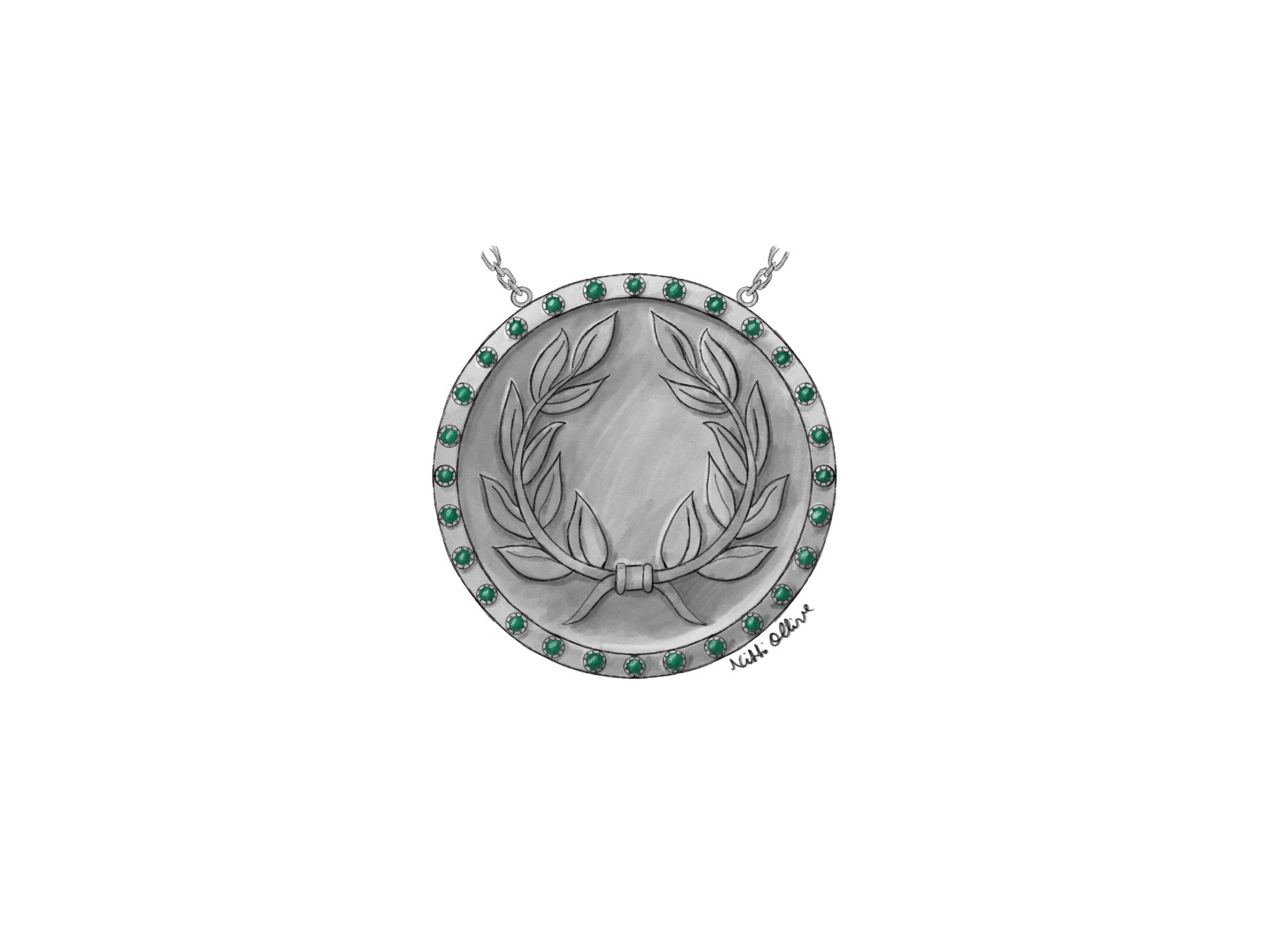 Laurel Medallion Design, 2022, Digital Illustration