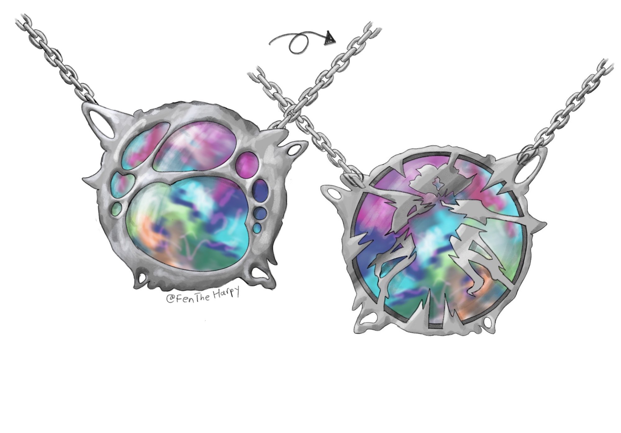 Jayce & Viktor pendant design, 2024, Digital illustration