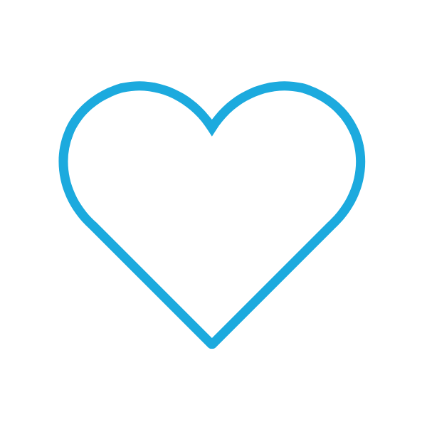 Outline of a blue heart on a black background.