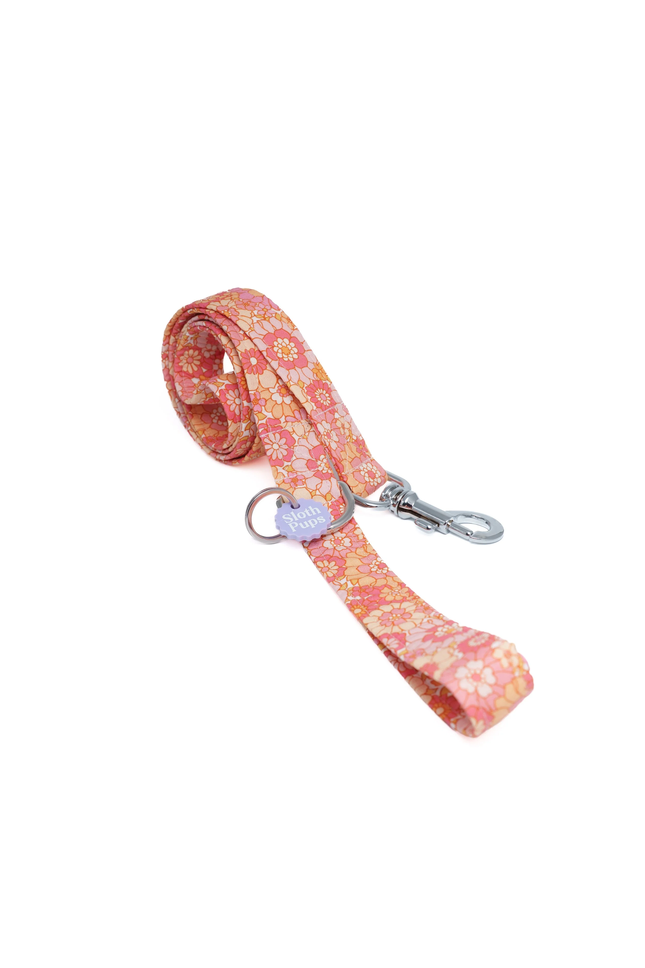 Apricot & Pink Dog Leash - Retro Flowers