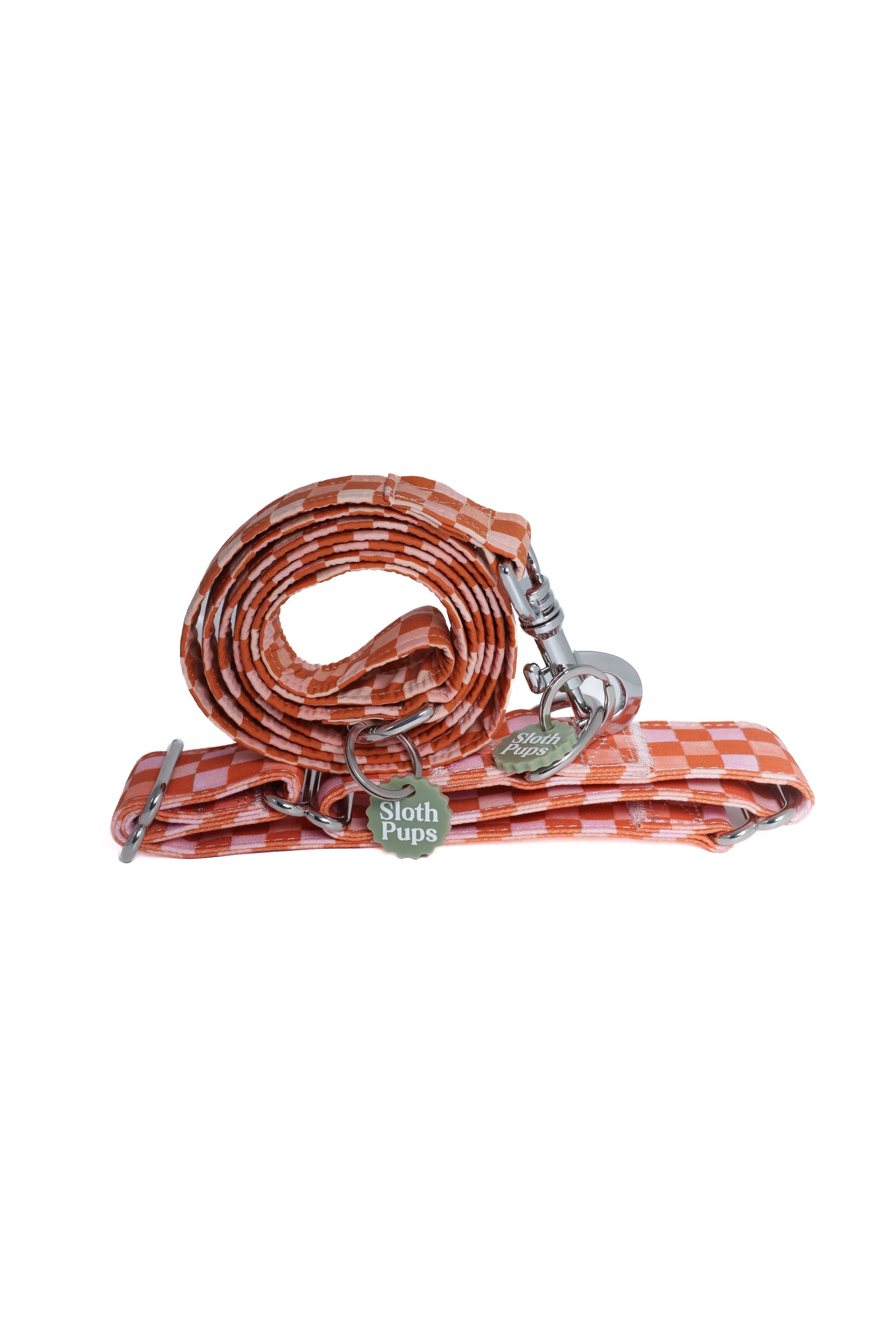 Earthy Checker Rolled Leash and Flat lay Collar.jpg