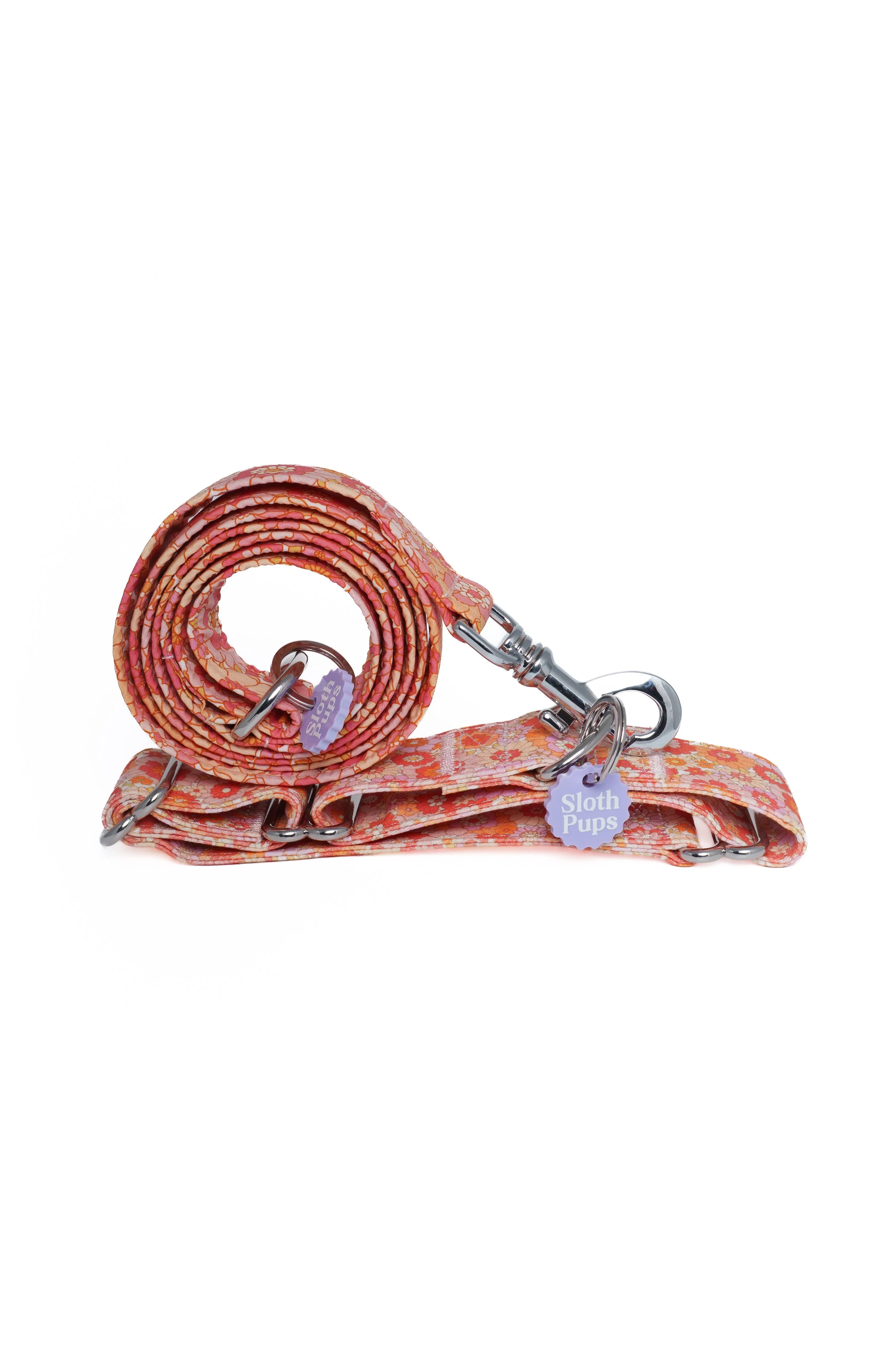 Apricot Florals Artist Leash and Collar Frontal view.jpg