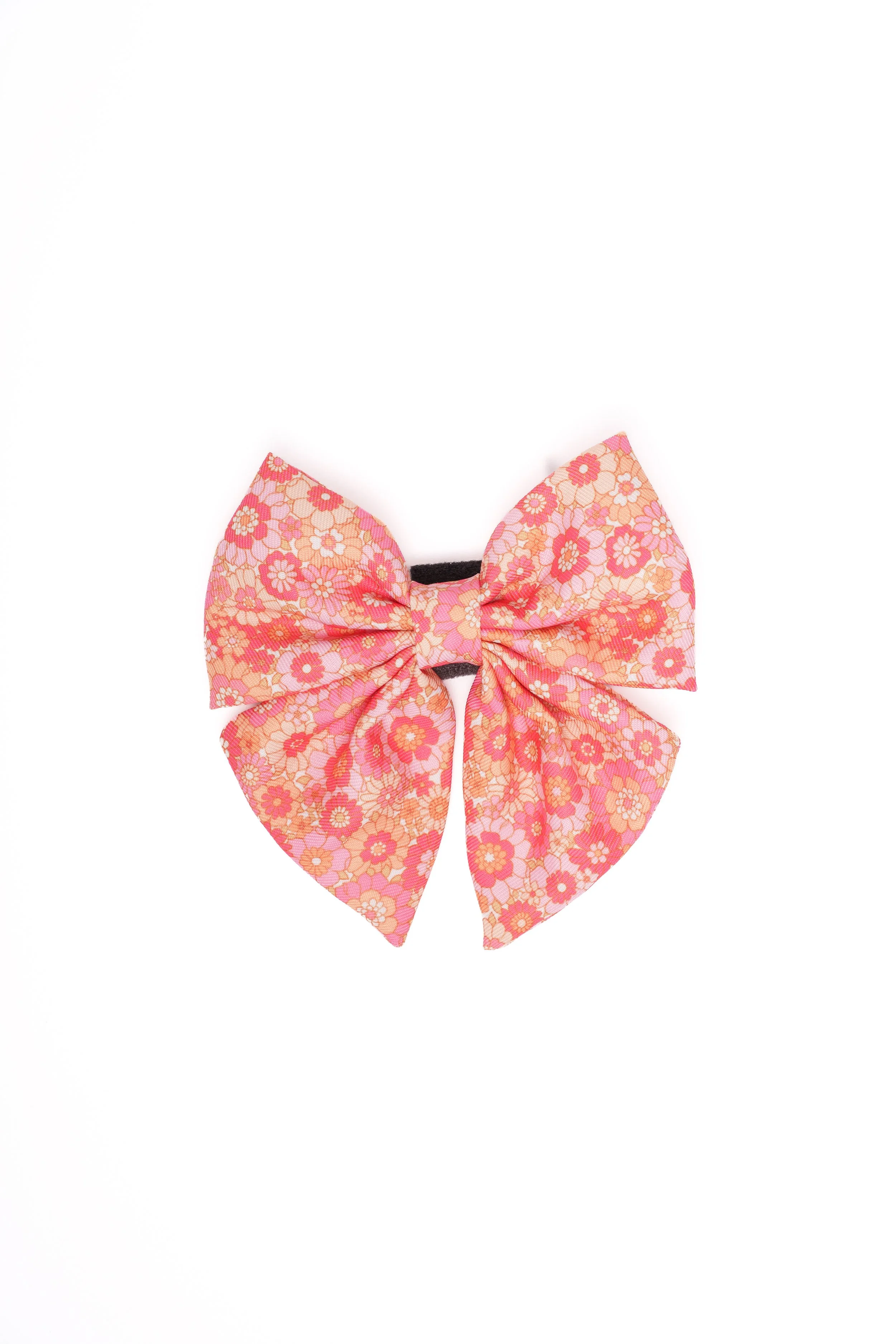 Apricot & Pink Dog Bow Tie - Retro Flowers