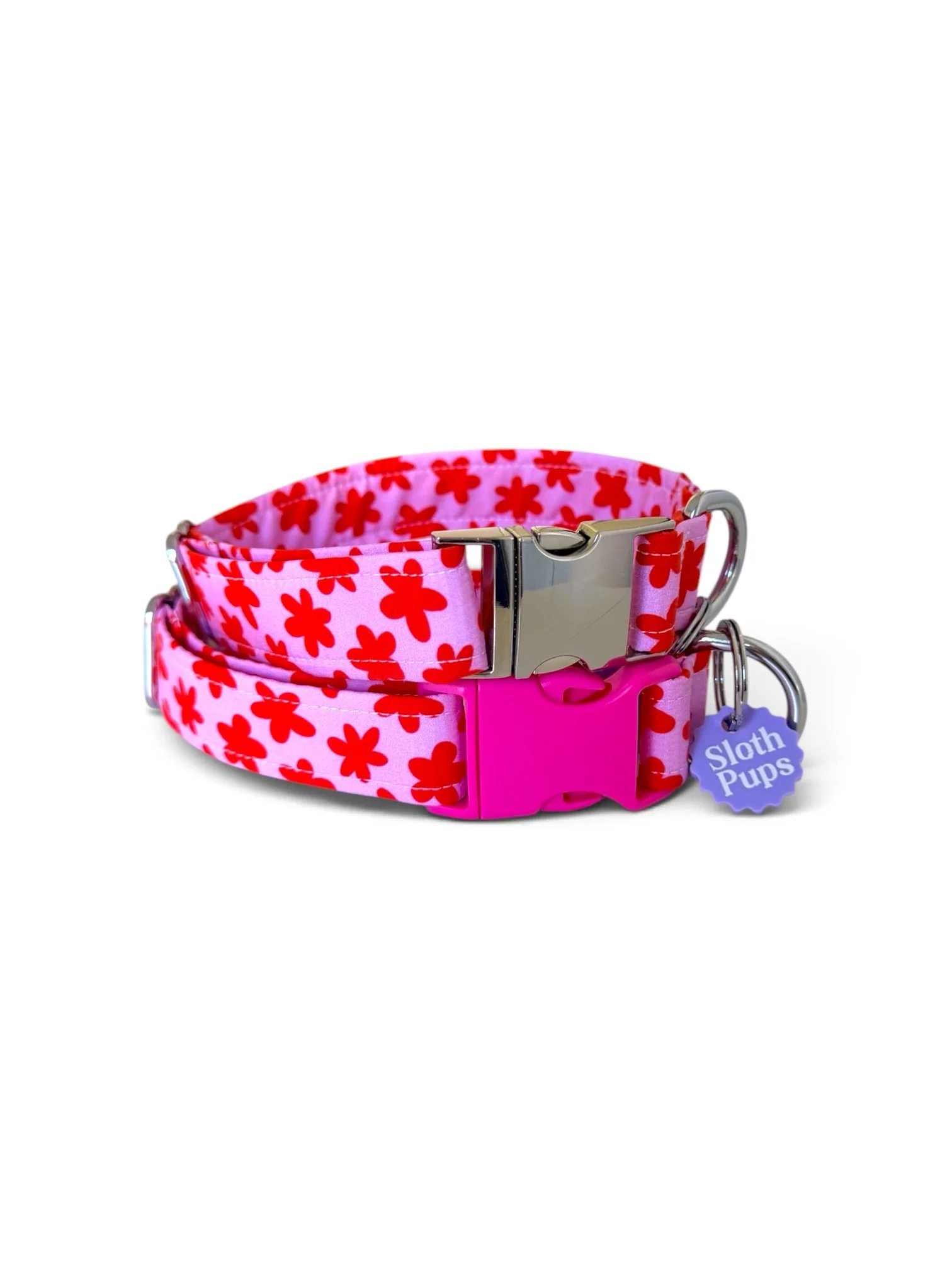 Retro Pink and Petals Dog Collar