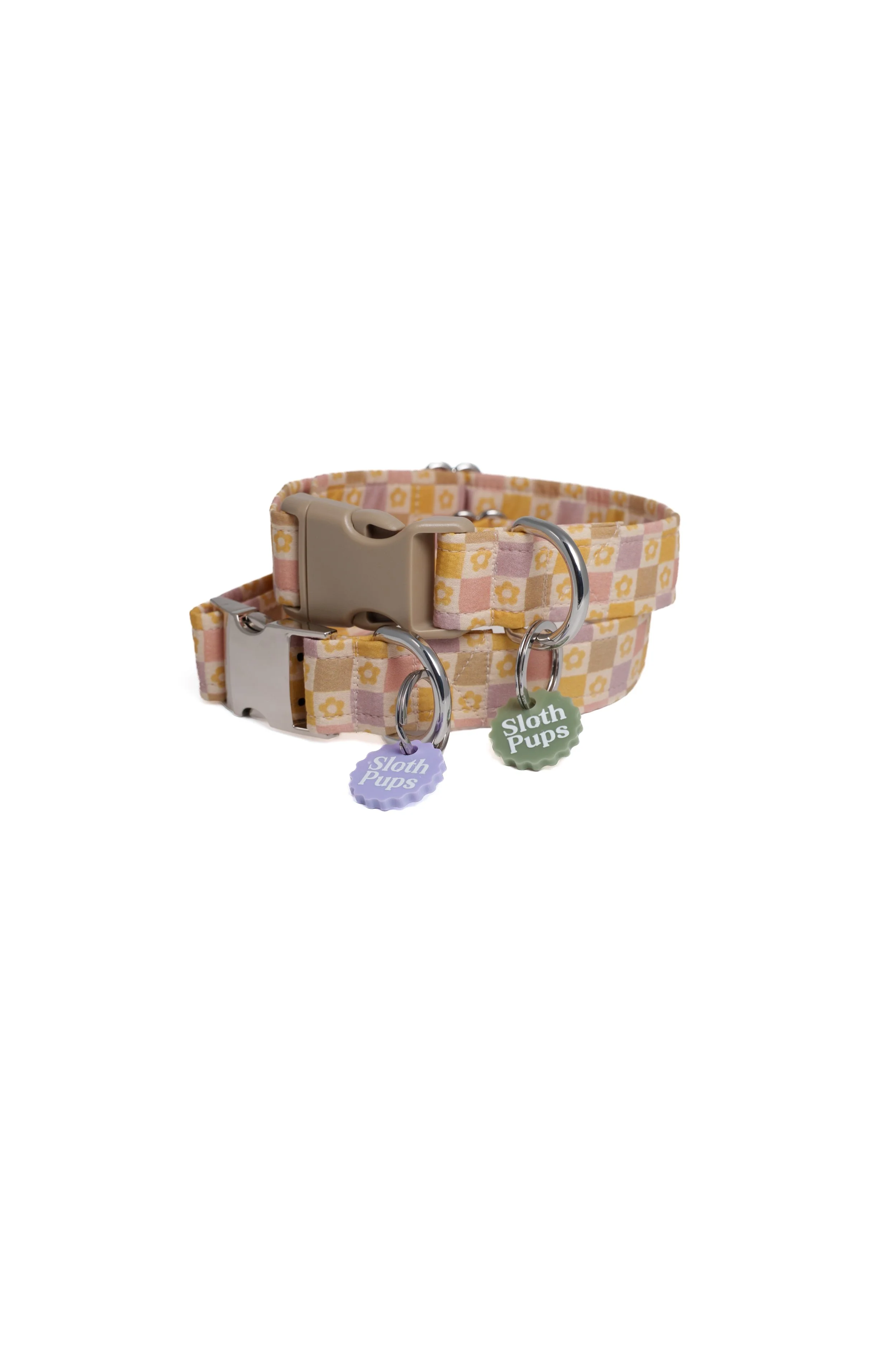 Natural Daisy Chain Checker Dog Collar