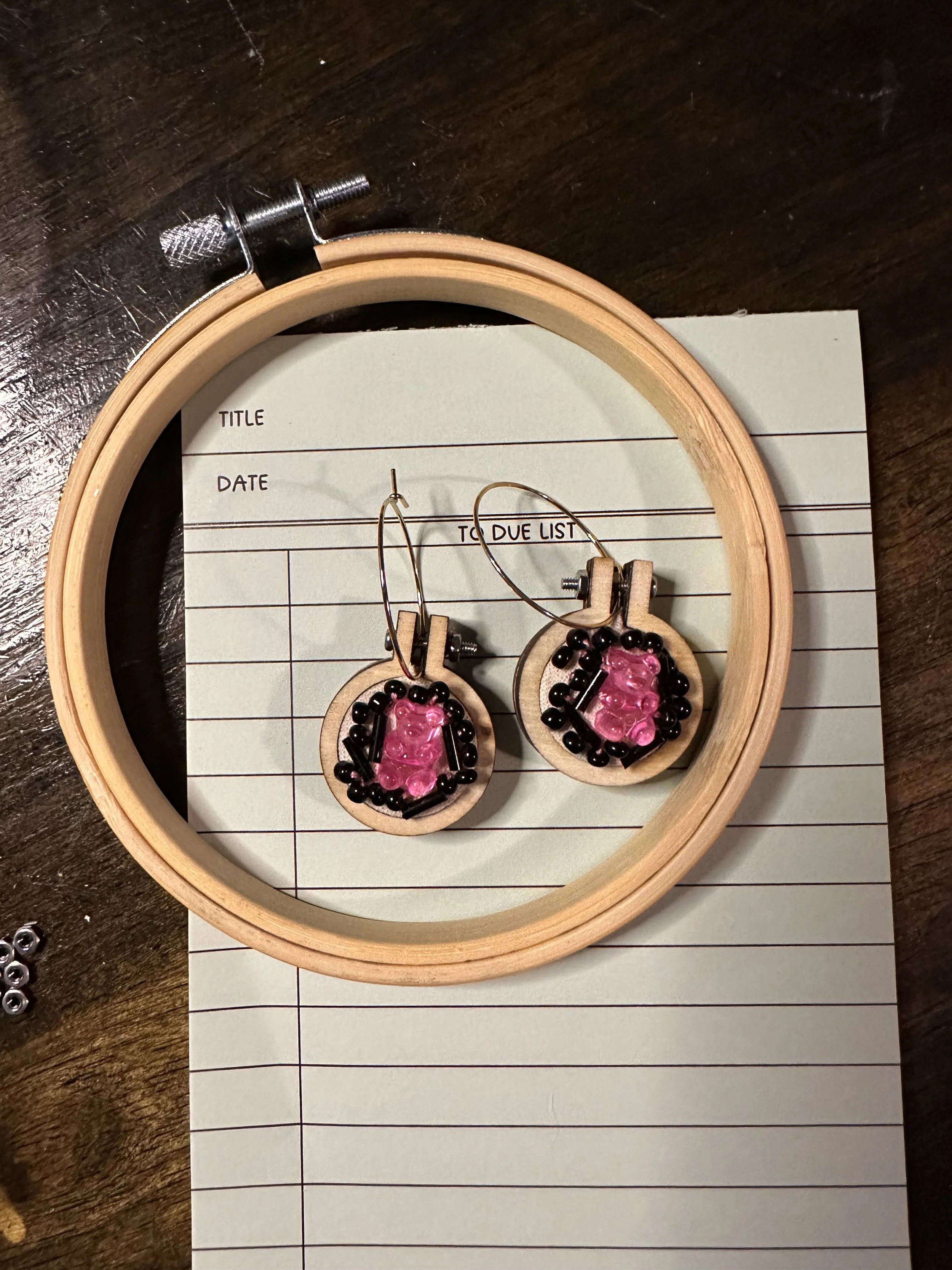 Gummi Bear Earrings (Pink & Black)