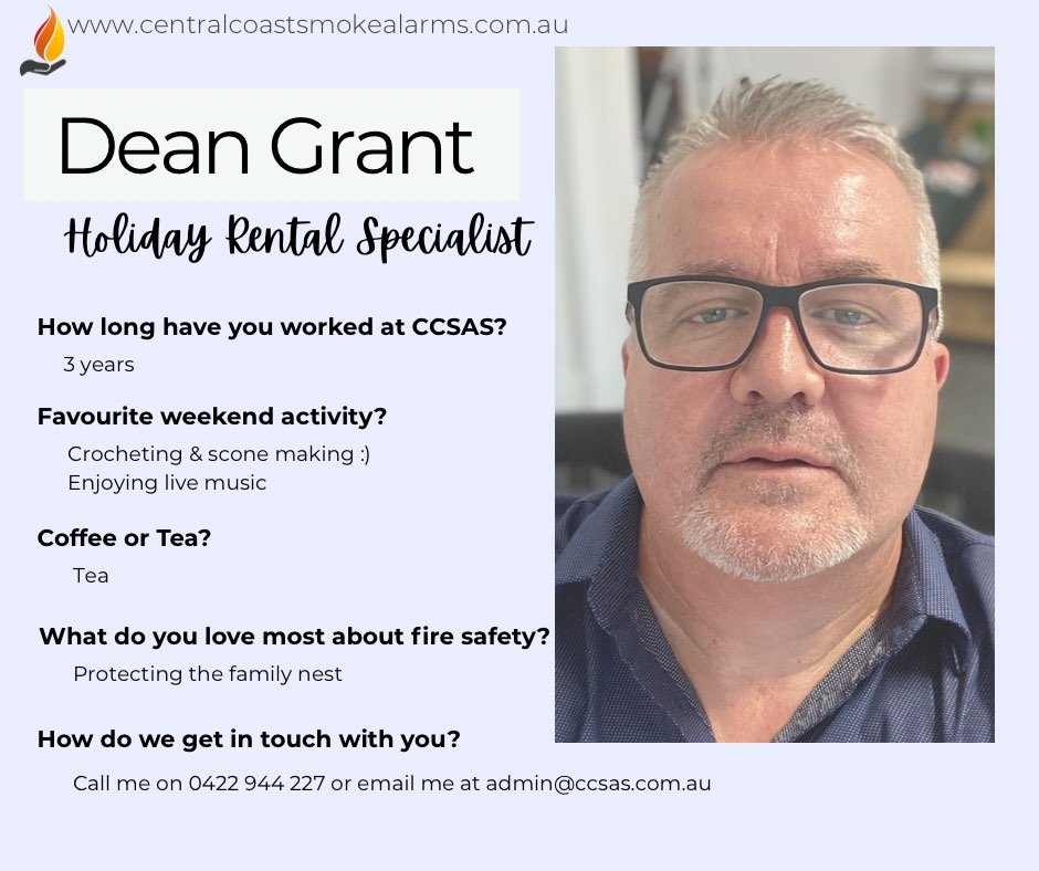 FRIENDLY FACE FRIDAY !

Meet Dean - our STRA compliance expert, helping holiday rental owners and managers stay compliant with confidence. From smoke alarms and evacuation diagrams to fire extinguishers and blankets, Dean ensures properties meet all 