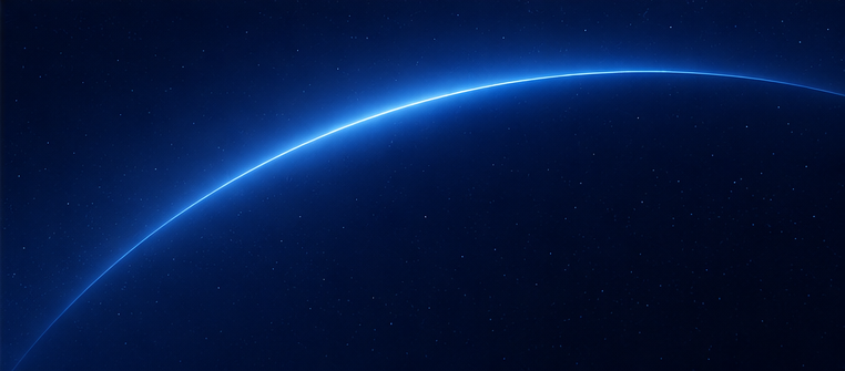 A view of Earth from space showing the planet's horizon and atmosphere with stars in the background.