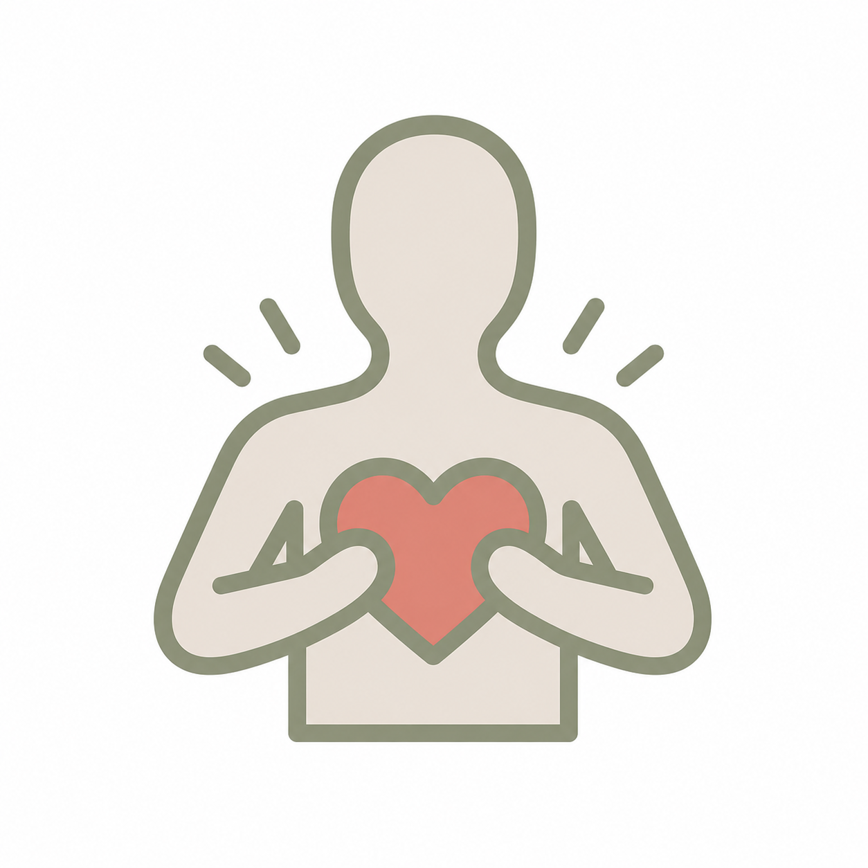 Illustration of a woman holding a heart symbolising self-care, emotional wellbeing, and personal growth.